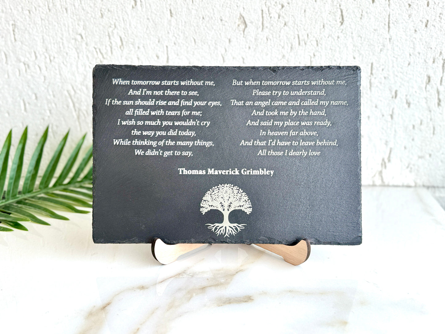 Custom Engraved Memorial Slate Plaque - Personalized Slate Stone with Stand - Sympathy Gift for Garden - Remembrance & Condolences
