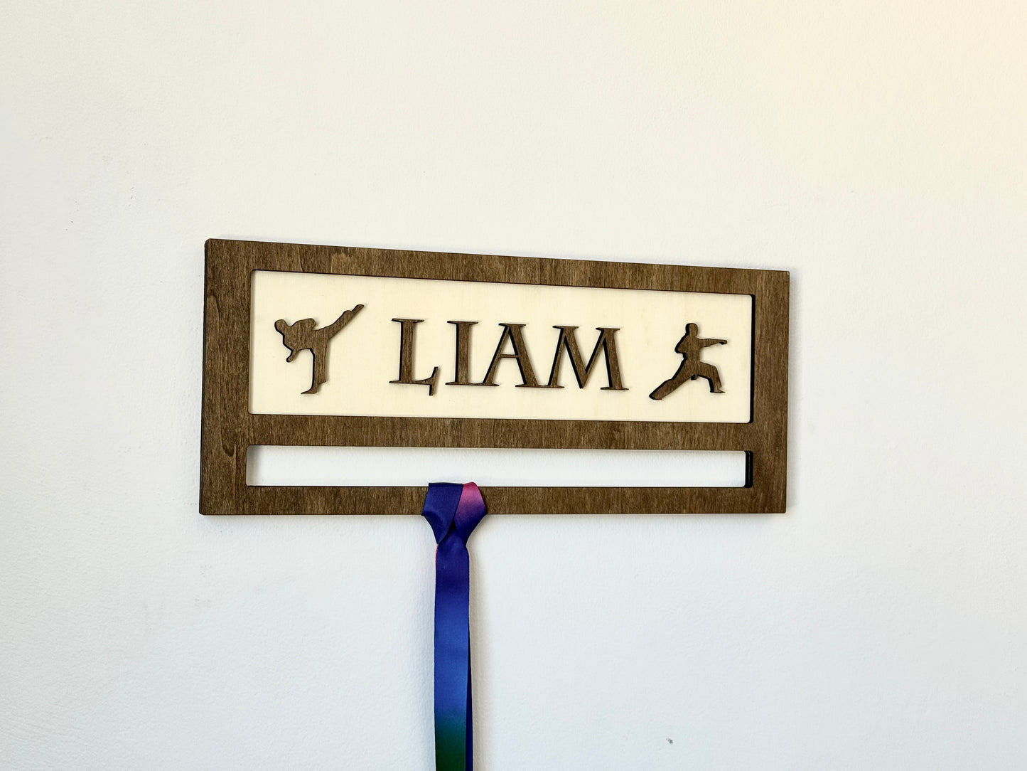 Karate medal display personalized gift for martial arts enthusiasts