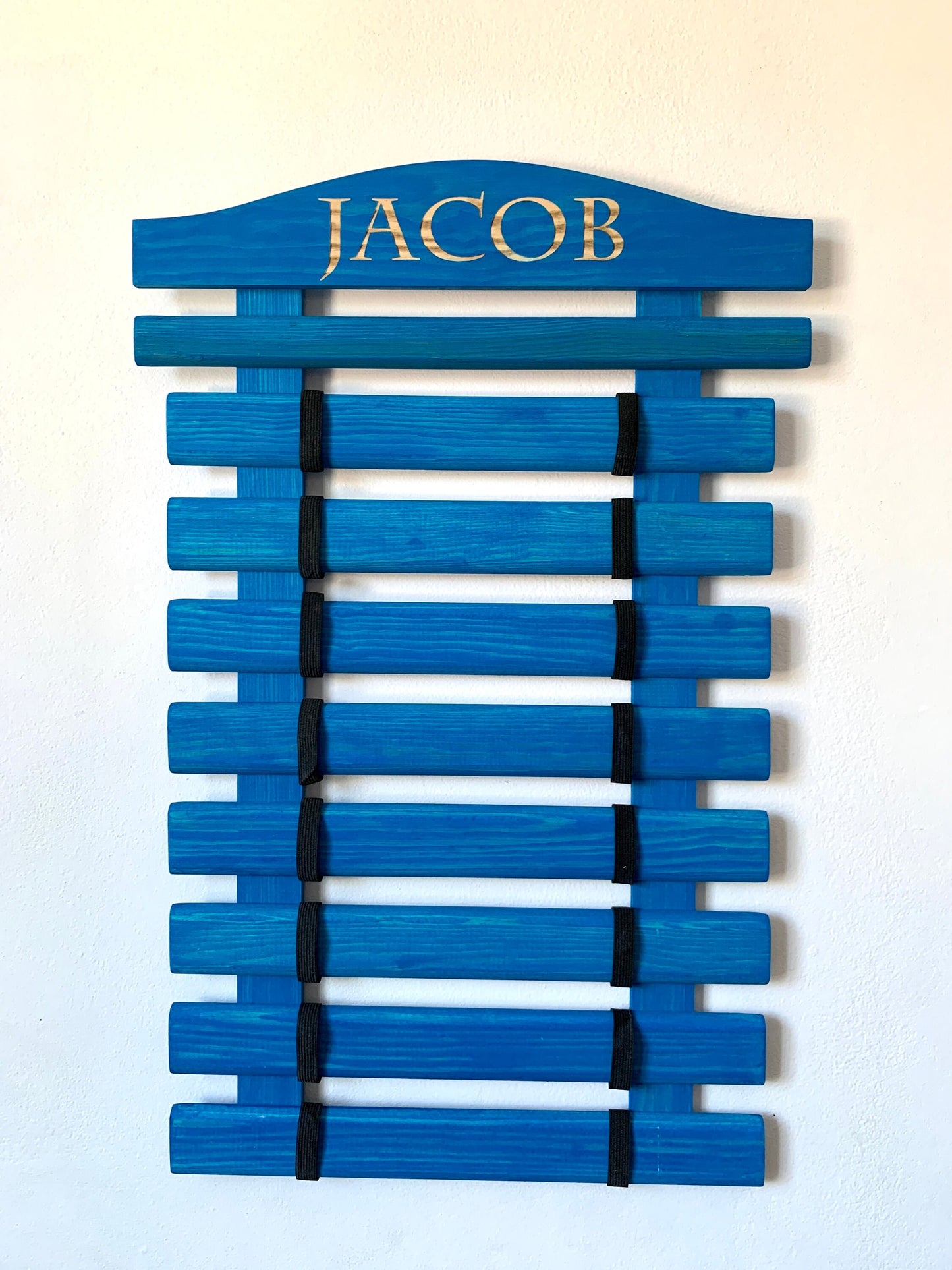 Martial Arts Belt Display Holder Personalized Karate Belt Display Rack Taekwondo Karate Jiu Jitsu Belt Display Karate Medal Organizer Holder Blue. ShiandeCreations.com
