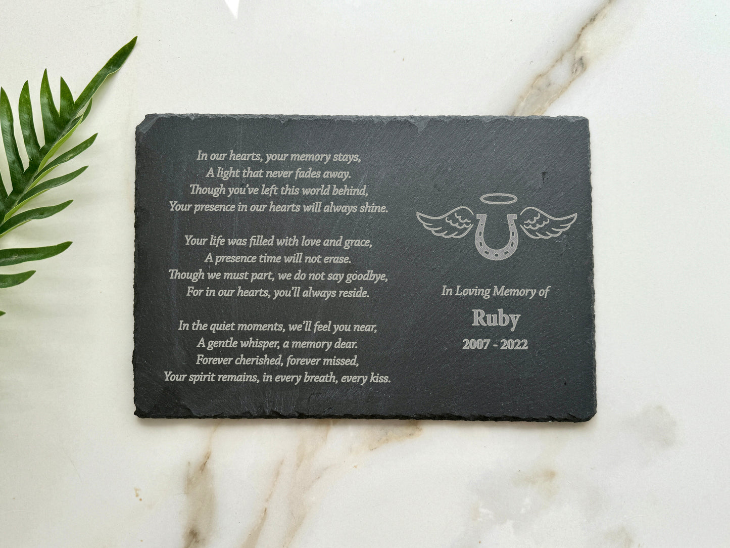 Custom Engraved Memorial Slate Plaque - Personalized Slate Stone with Stand - Sympathy Gift for Garden - Remembrance & Condolences