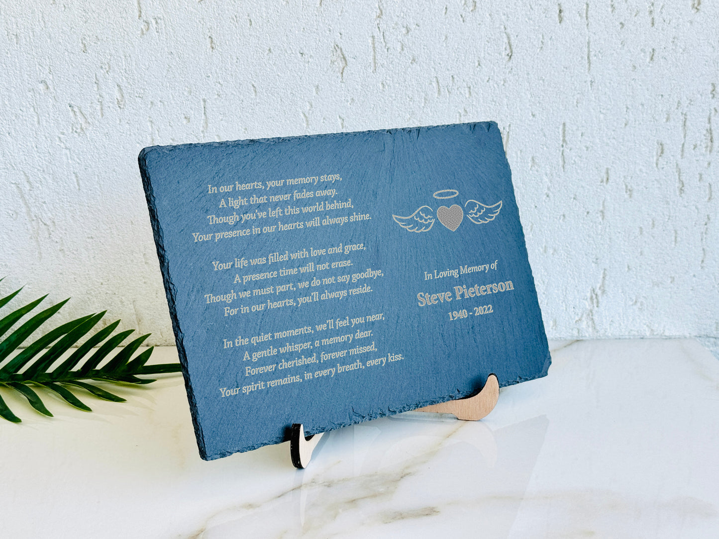 Custom Engraved Memorial Slate Plaque - Personalized Slate Stone with Stand - Sympathy Gift for Garden - Remembrance & Condolences
