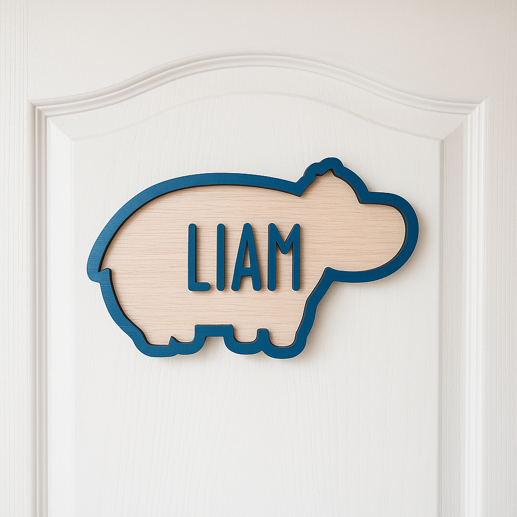 Jungle Safari Animals Name Sign Hippo
