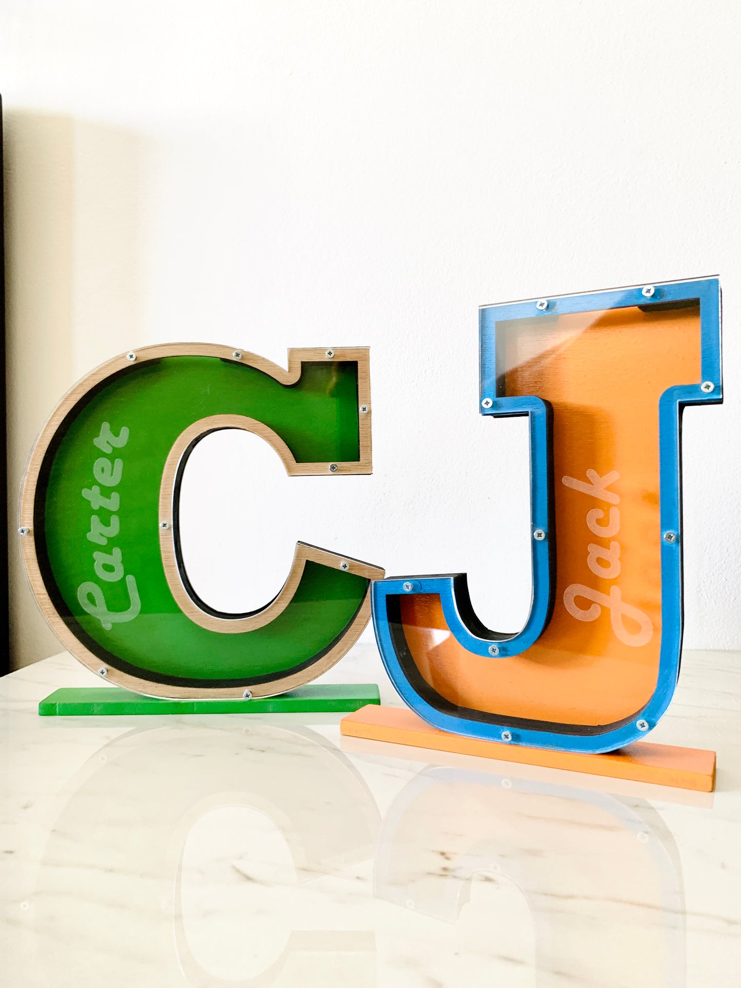 Personalized Initial Piggy Bank Wood Initial Letter Money Box, Name Nursery Decor