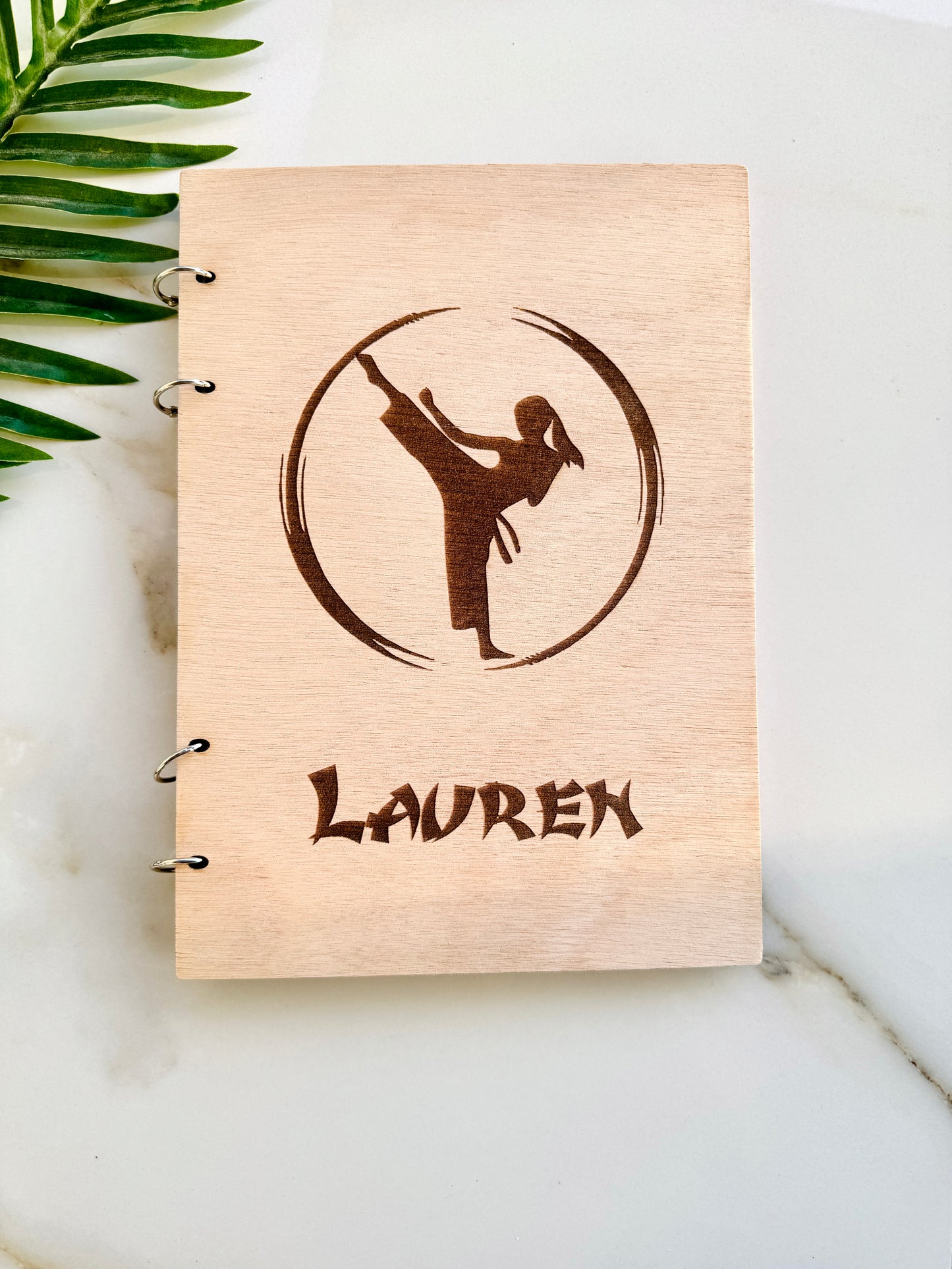 Personalized Karate Notebook: Engraved Wooden Martial Arts Gift