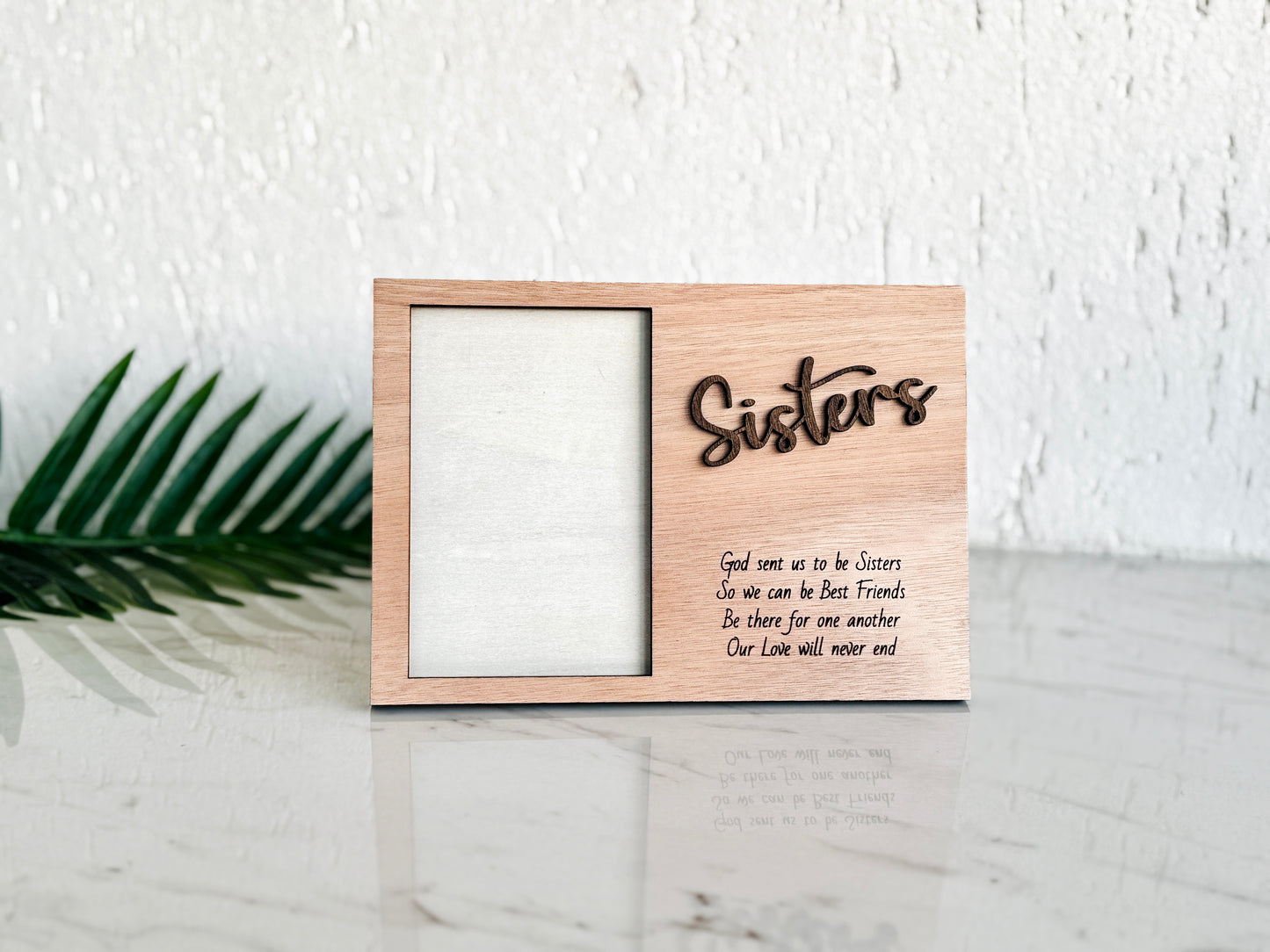 Sister Picture Frame Personalized: Little Sister Big Sister Wooden Plaque, Engraved Wooden Photo Gift, Special Sister Reveal Gift