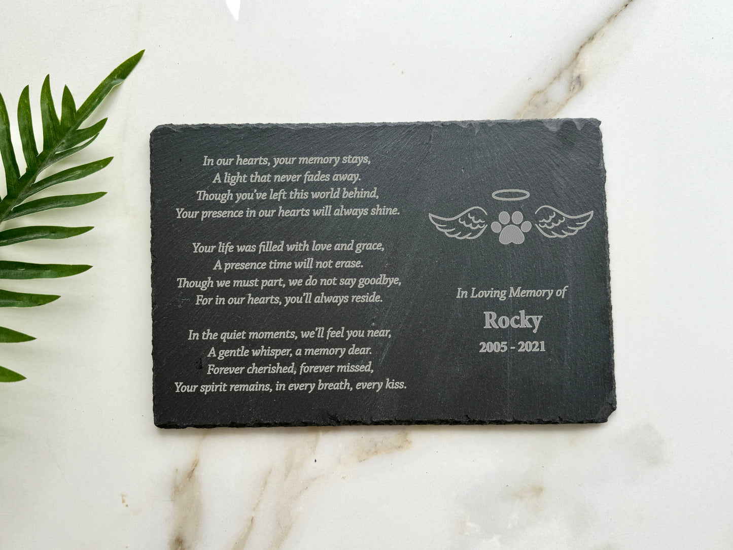 Custom Engraved Memorial Slate Plaque - Personalized Slate Stone with Stand - Sympathy Gift for Garden - Remembrance & Condolences