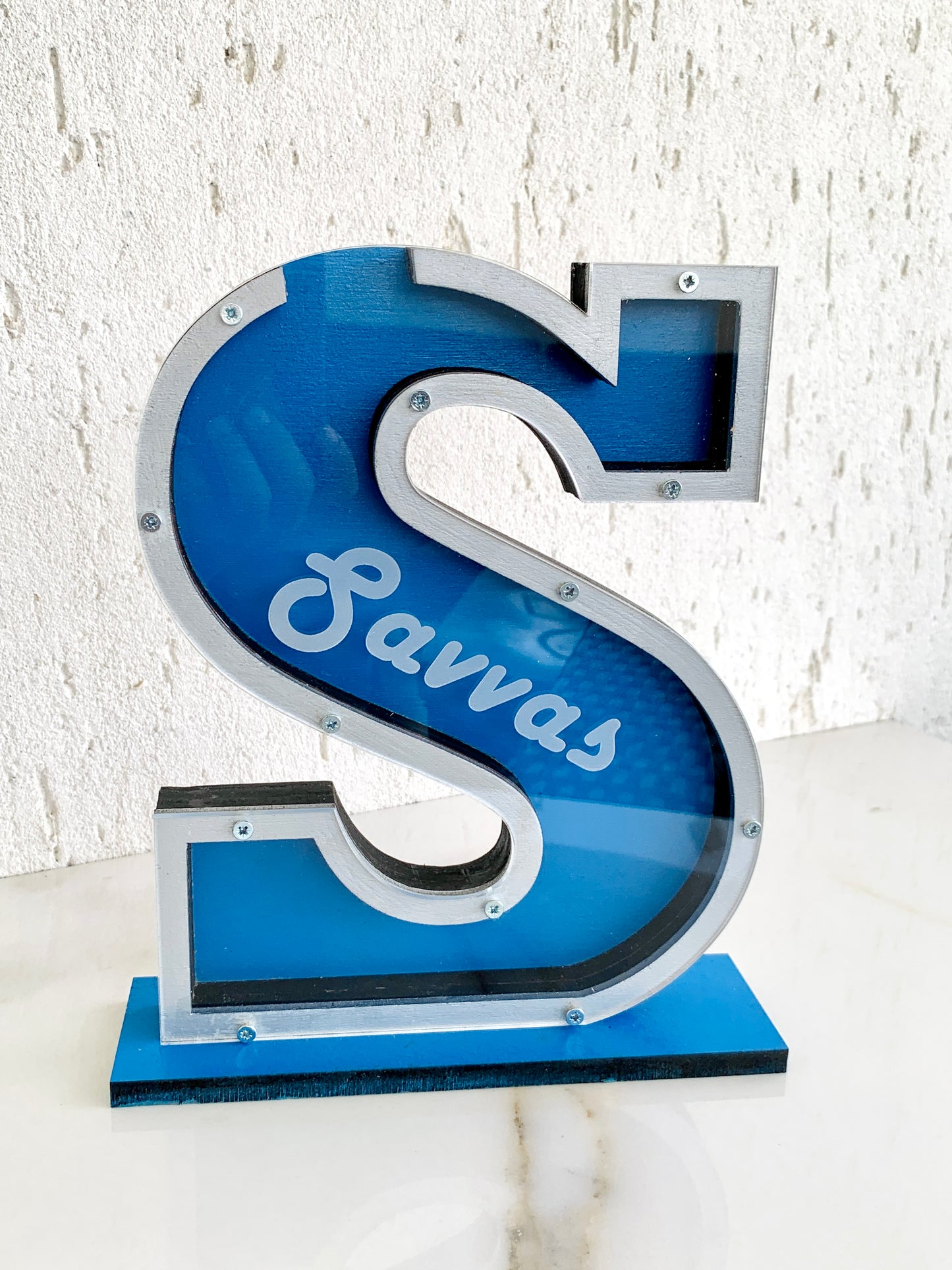 Personalized Initial Piggy Bank: Wood Initial Letter Money Box, Name Nursery Decor