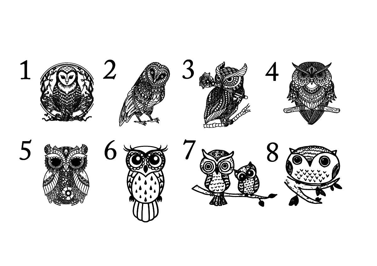 Personalized Engraved Owl Wood Notebook: Zentangle Mandala Journal