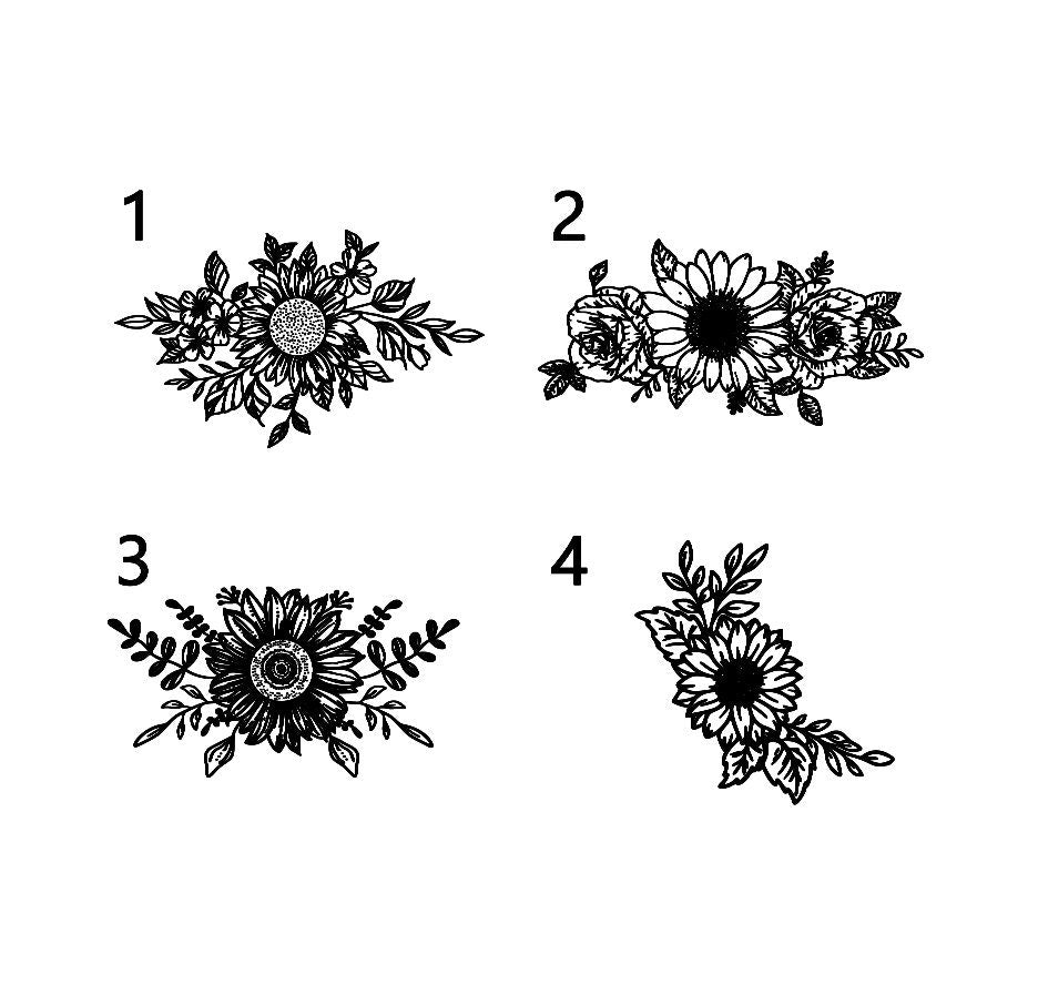 Personalisierter Teelichthalter aus Holz: Gravierter Sonnenblumen-Dreifachkerzenhalter