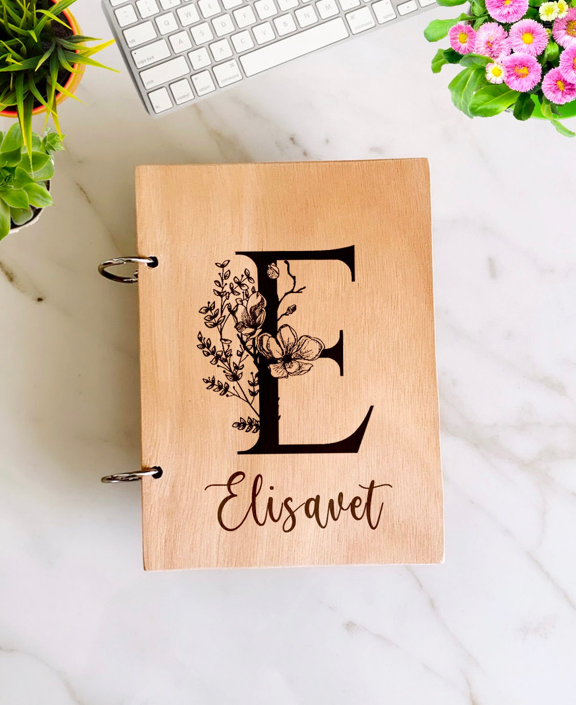 Personalized Wooden Notebook Journal, Monogram Wooden Notepad, Engraved Wood Cover, Name Journal Planner Diary, Personal Study Notebook