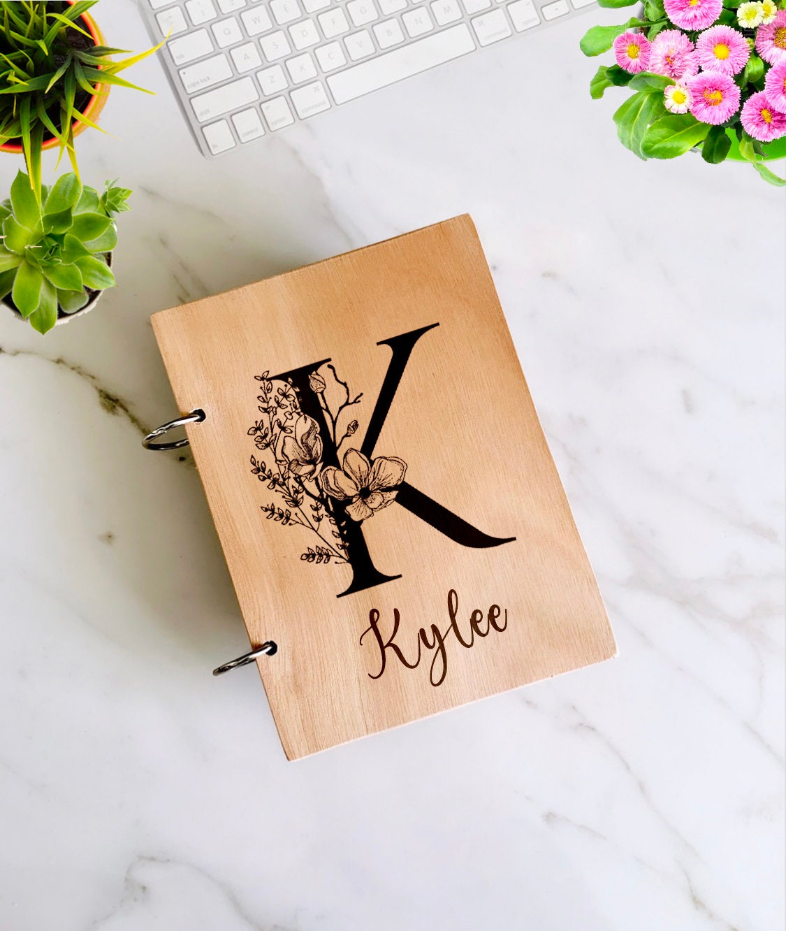 Personalized Wooden Notebook Journal, Monogram Wooden Notepad, Engraved Wood Cover, Name Journal Planner Diary, Personal Study Notebook