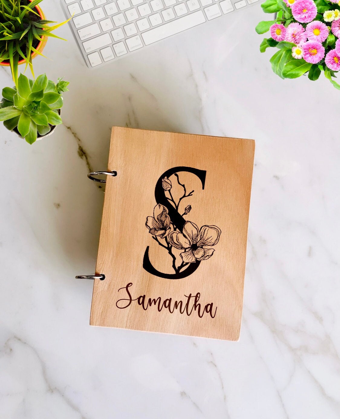 Personalized Wooden Notebook Journal, Monogram Wooden Notepad, Engraved Wood Cover, Name Journal Planner Diary, Personal Study Notebook