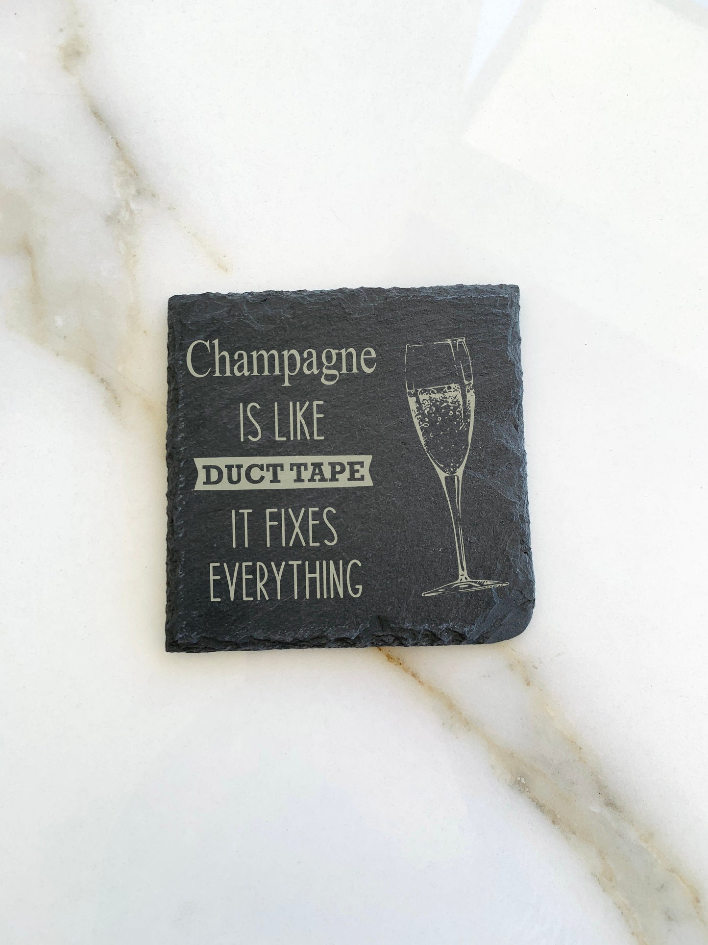 Slate Coaster Engraved Wine is Like Duct Tape Fixes Everything Beer Whisky Vodka Coffee Black Stone Coasters Alcohol Funny Drinking Quotes