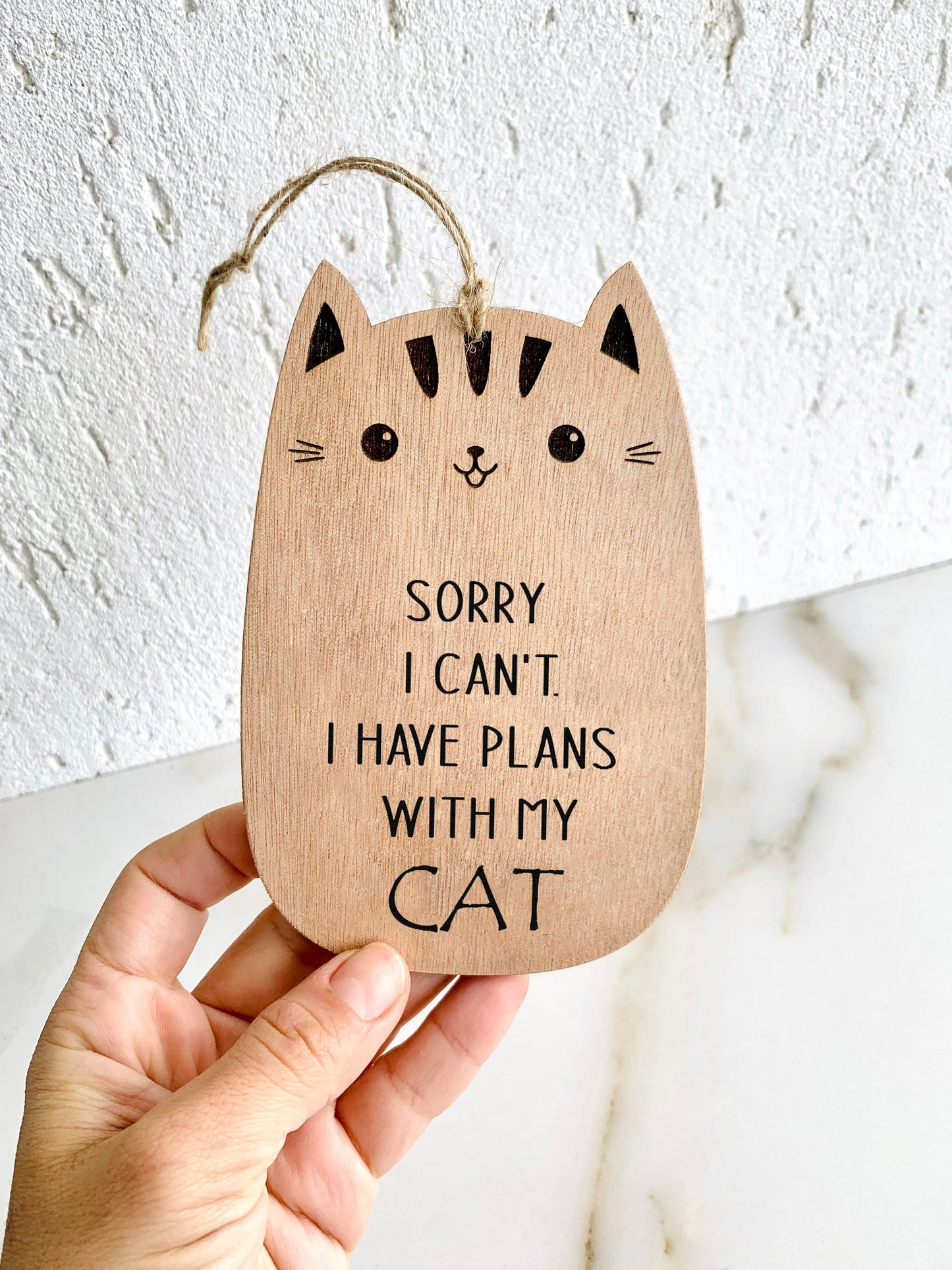 Engraved Cat Wood Sign: Funny Cat Lover Gift, Custom Message
