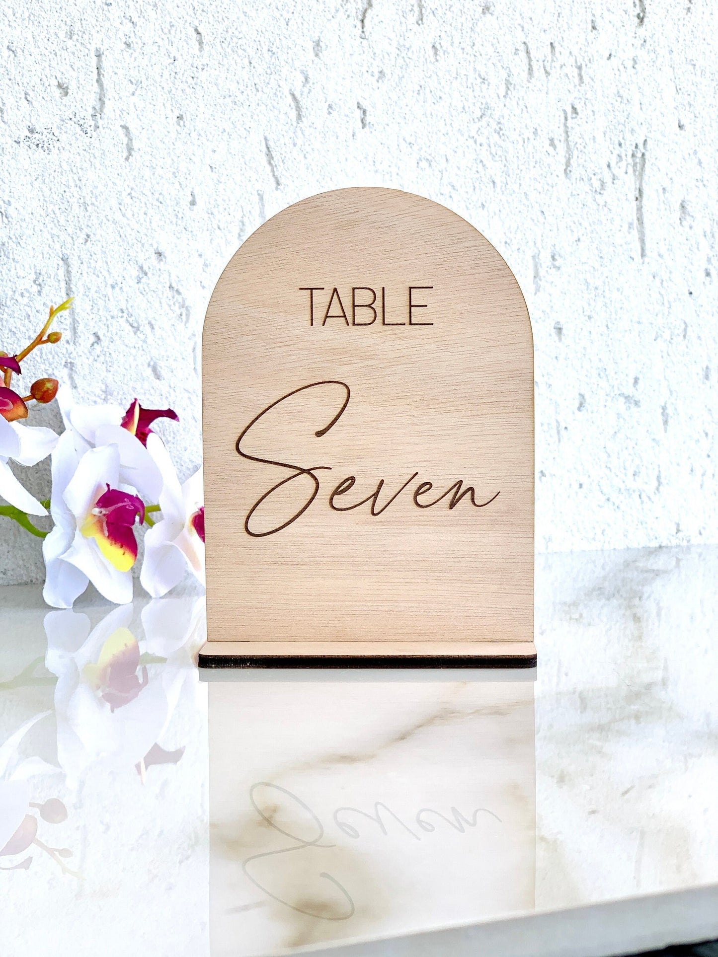 Engraved Wood Wedding Table Numbers: Rustic Arch Table Sign