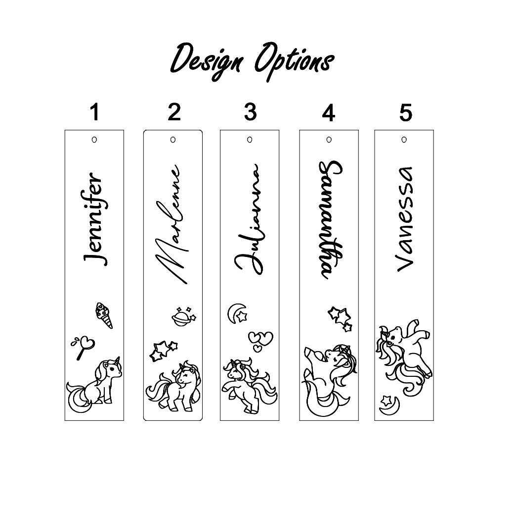 Personalized Unicorn Bookmark: Engraved Wood, Custom Name Gift