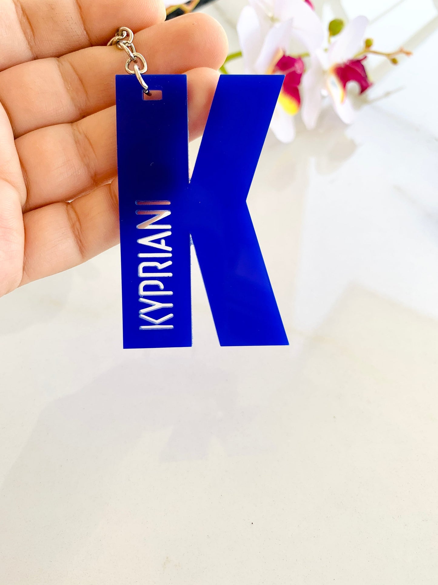 Personalized Initial Acrylic Keychain: Monogram Name Tag, Backpack Charm