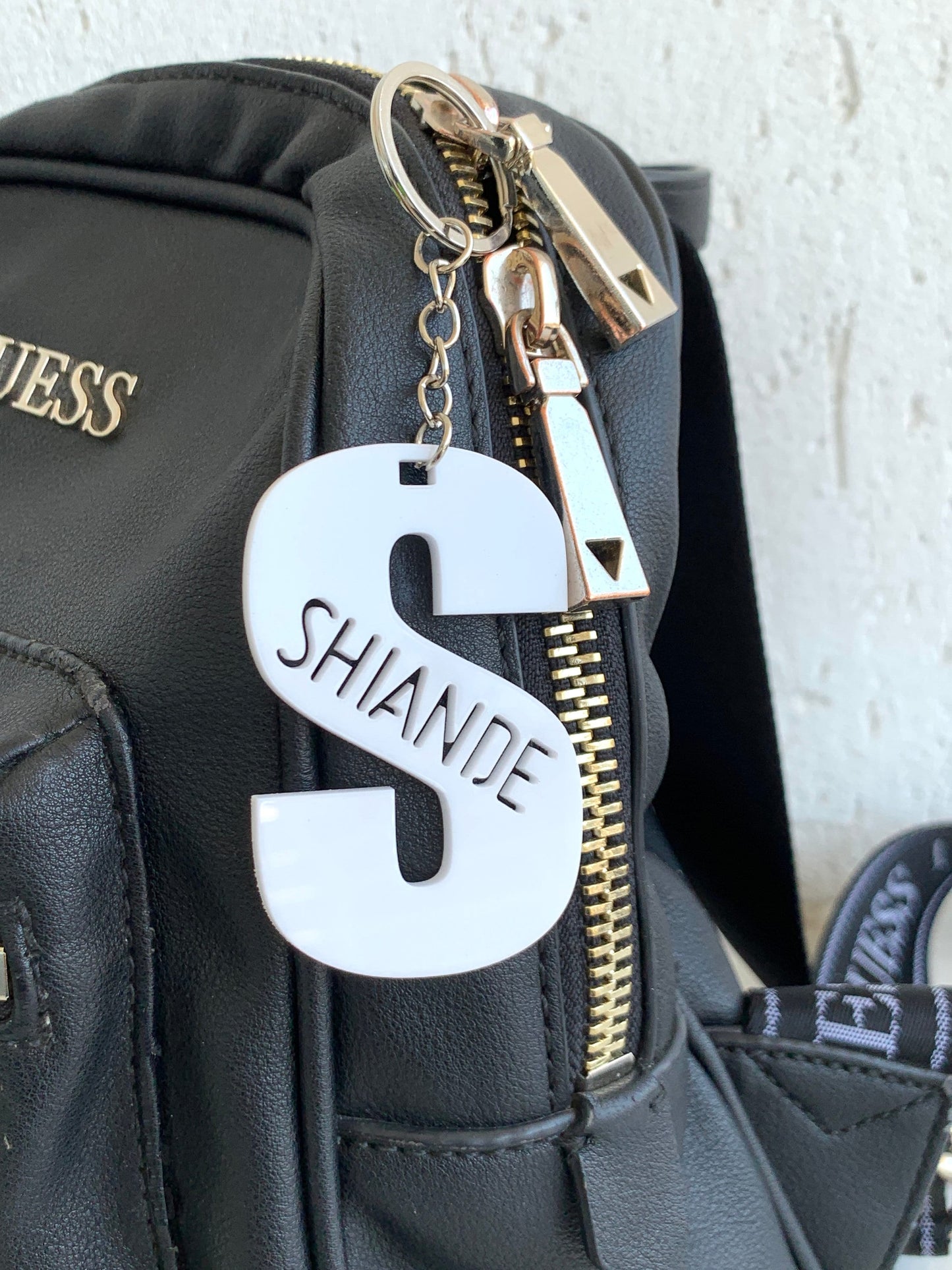 Personalized Initial Acrylic Keychain: Monogram Name Tag, Backpack Charm