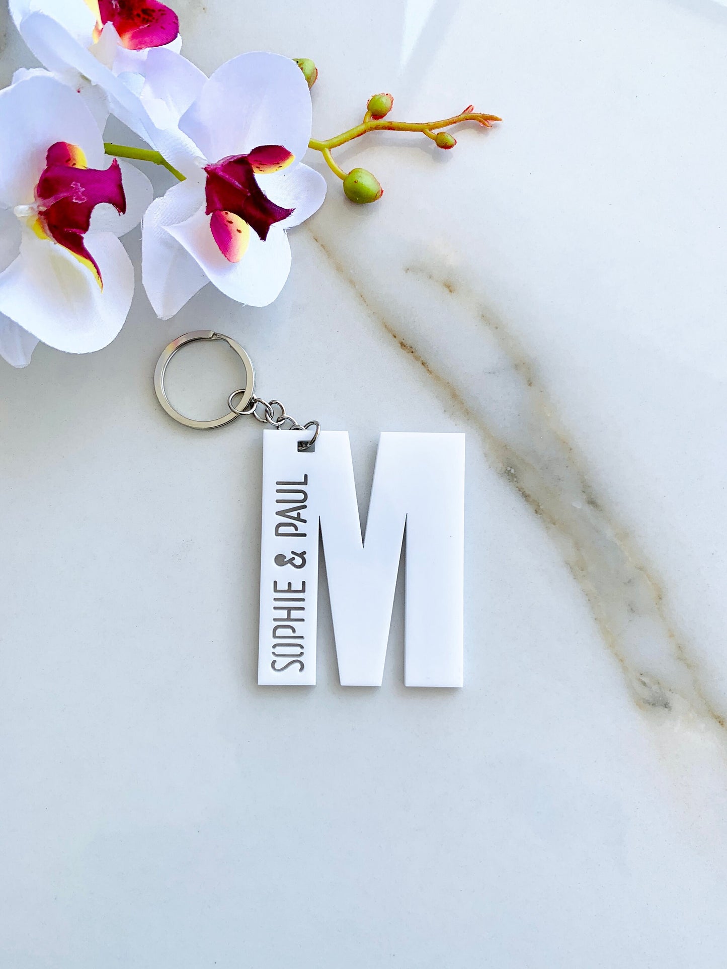 Personalized Initial Acrylic Keychain: Monogram Name Tag, Backpack Charm