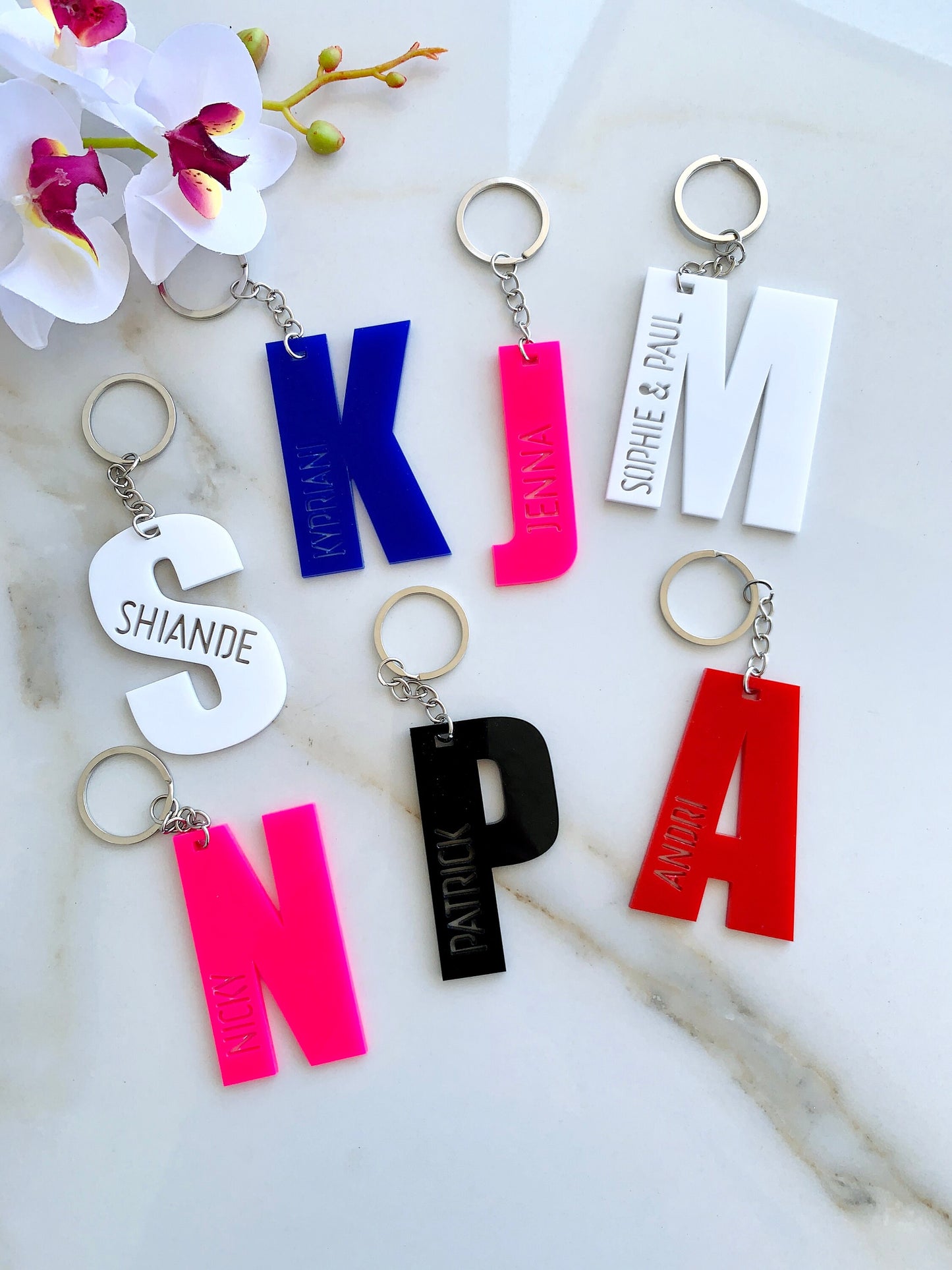 Personalized Initial Acrylic Keychain: Monogram Name Tag, Backpack Charm