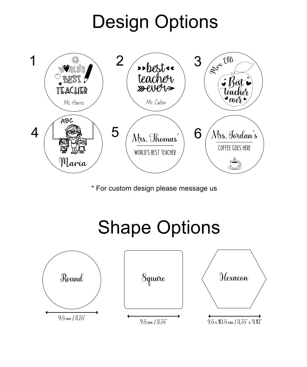 Personalized Wooden Teacher Coaster: Engraved Appreciation Gift, Thank You Special Teacher gift