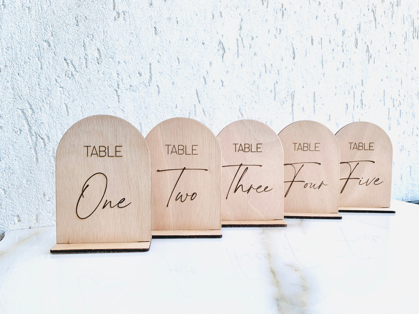 Engraved Wood Wedding Table Numbers: Rustic Arch Table Sign