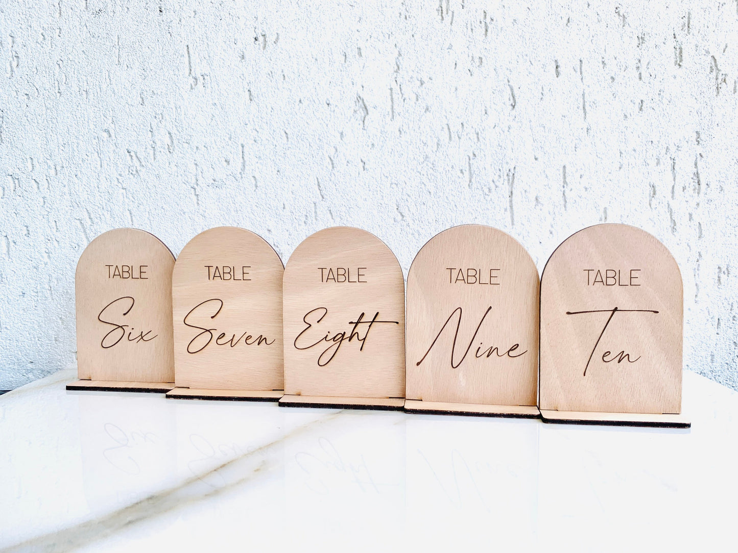 Engraved Wood Wedding Table Numbers: Rustic Arch Table Sign