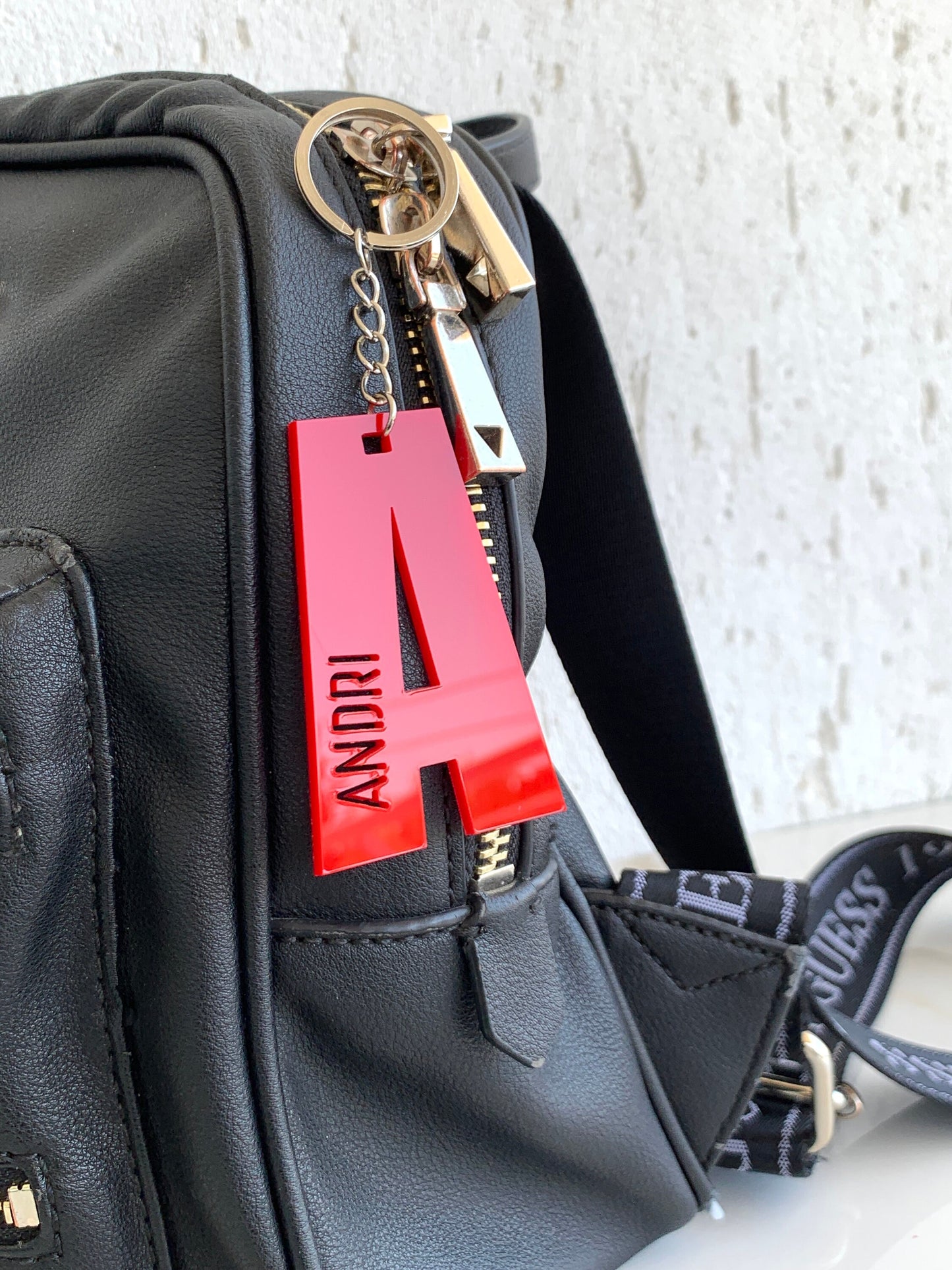 Personalized Initial Acrylic Keychain: Monogram Name Tag, Backpack Charm