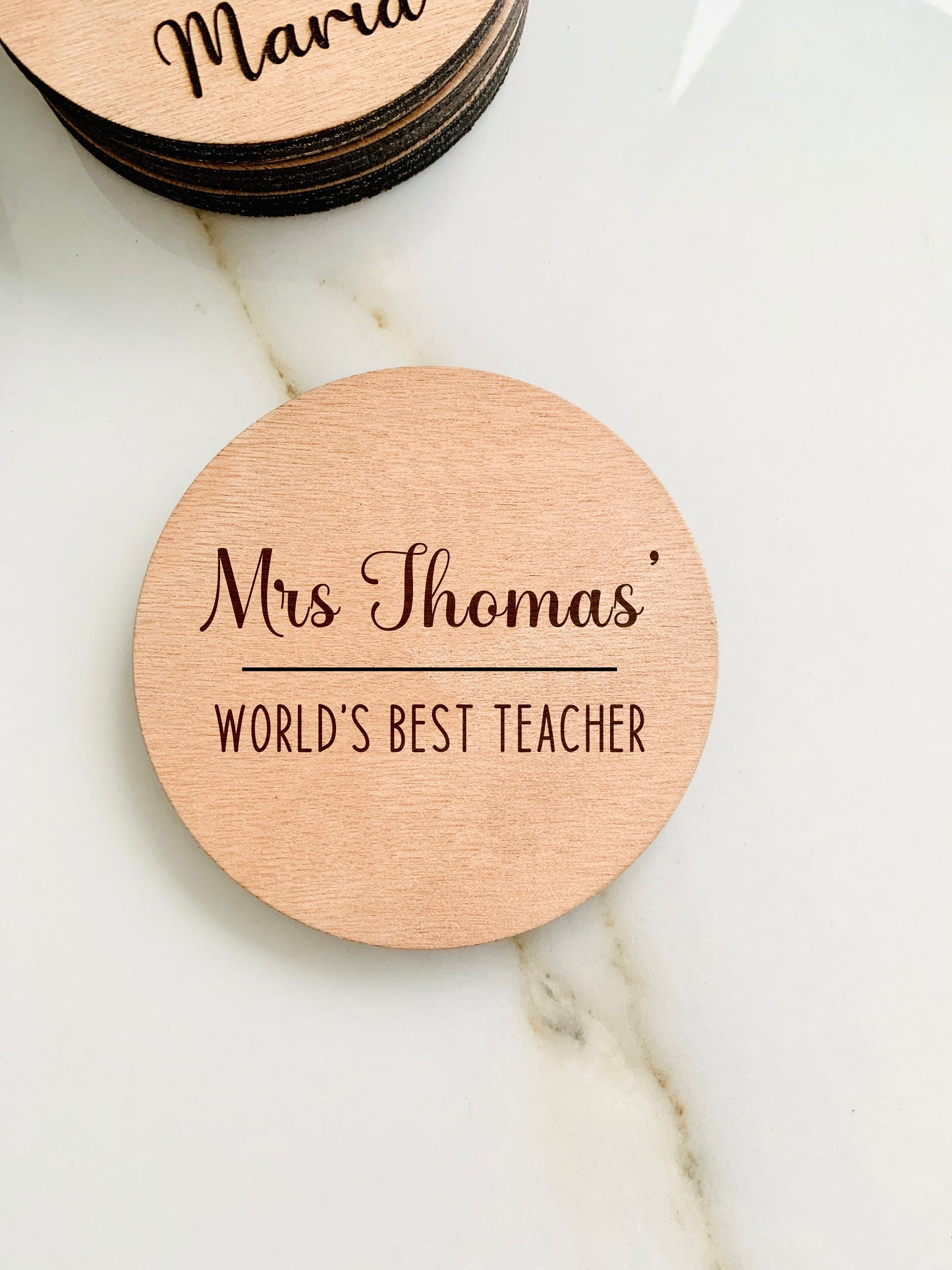 Personalized Wooden Teacher Coaster: Engraved Appreciation Gift, Thank You Special Teacher gift
