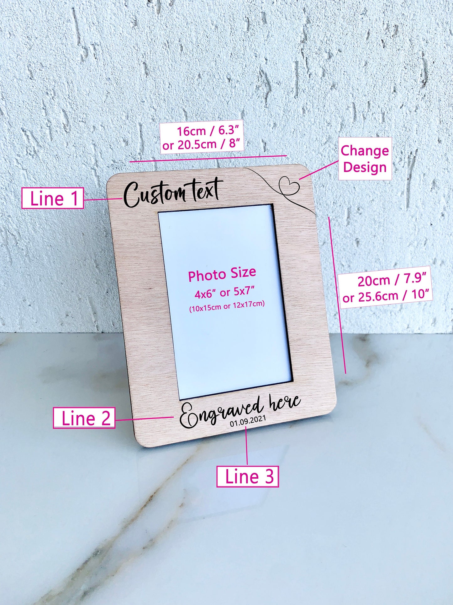 Custom Memorial Photo Frame Wood Engraved 5x7 Remembrance Picture Frame Gift, 4x6 Bespoke Engraving Frame, Personalized in loving memory photo frame