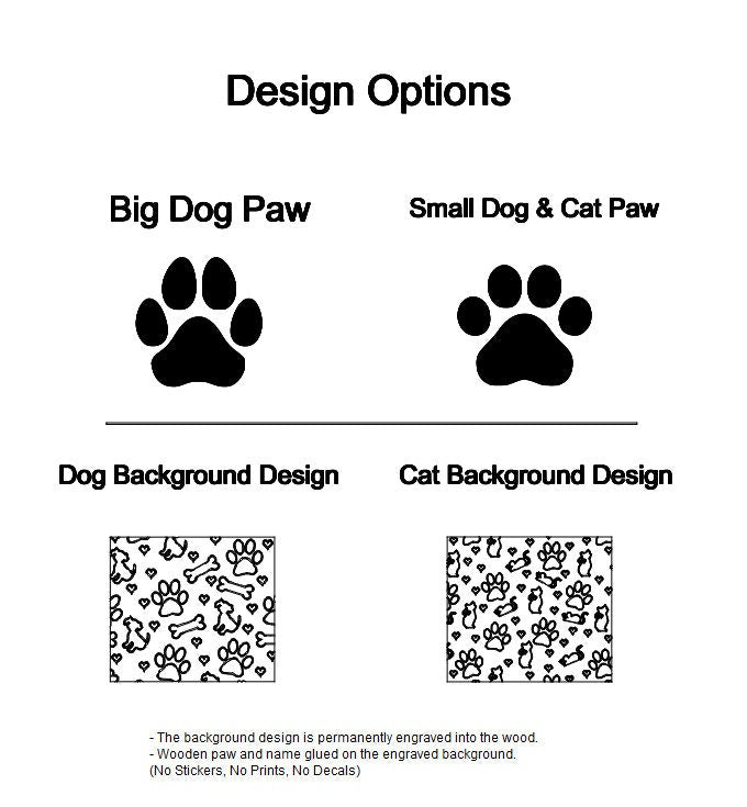Custom Paw Print Pet Name Sign: Engraved Wood Framed Cat & Dog Decor