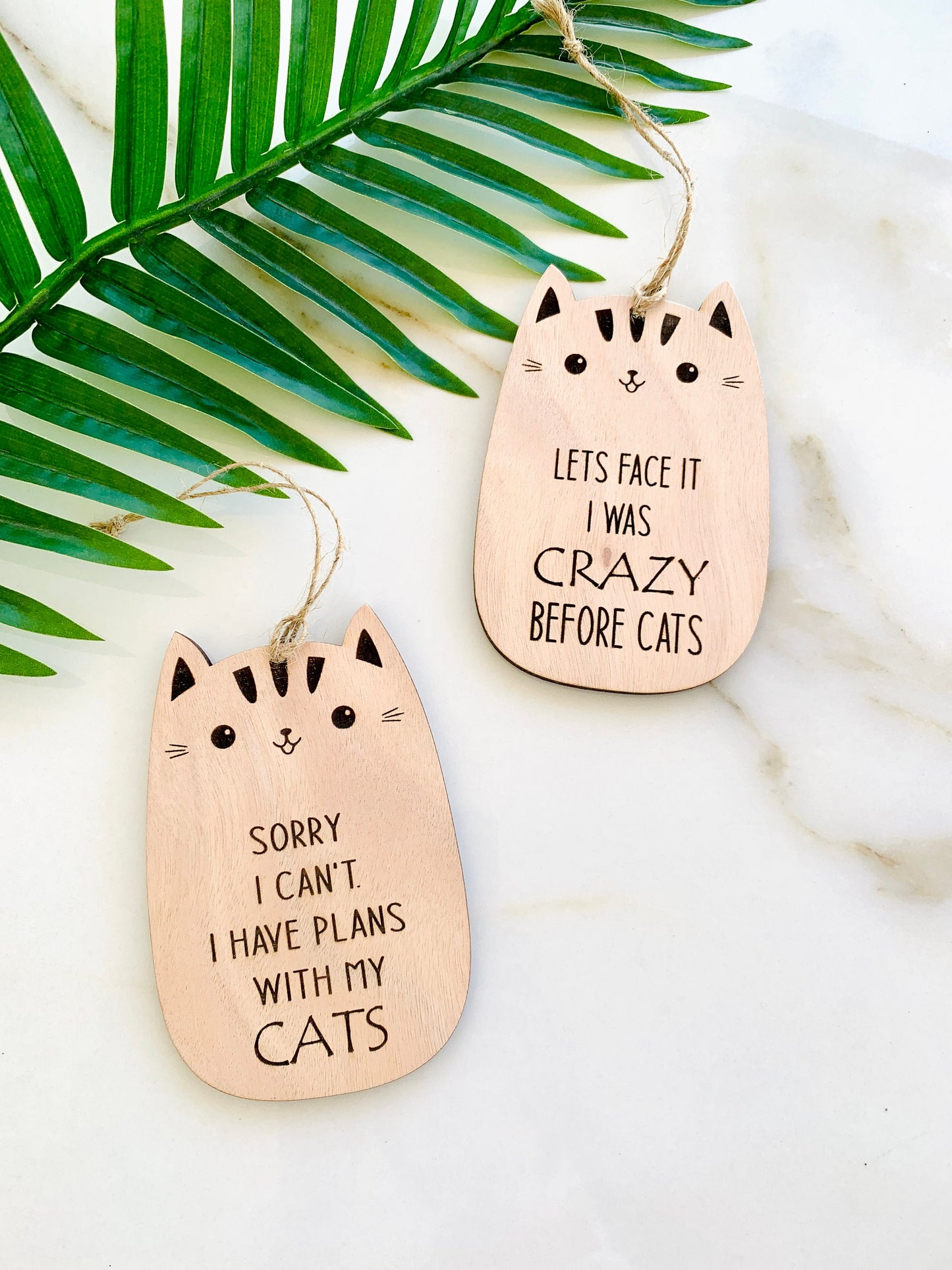 Engraved Cat Wood Sign: Funny Cat Lover Gift, Custom Message