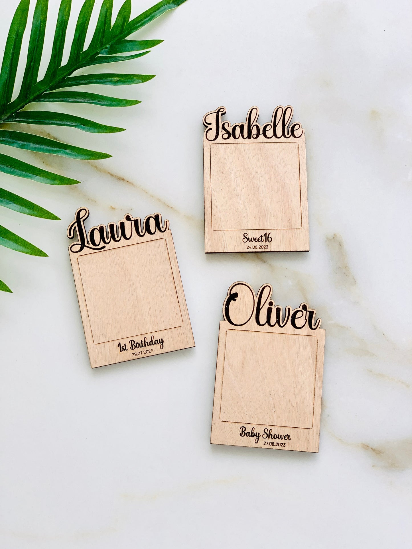 Engraved Magnetic Mini Photo Frame: Wedding, Christening, Baptism Birthday, Baby Shower Favors