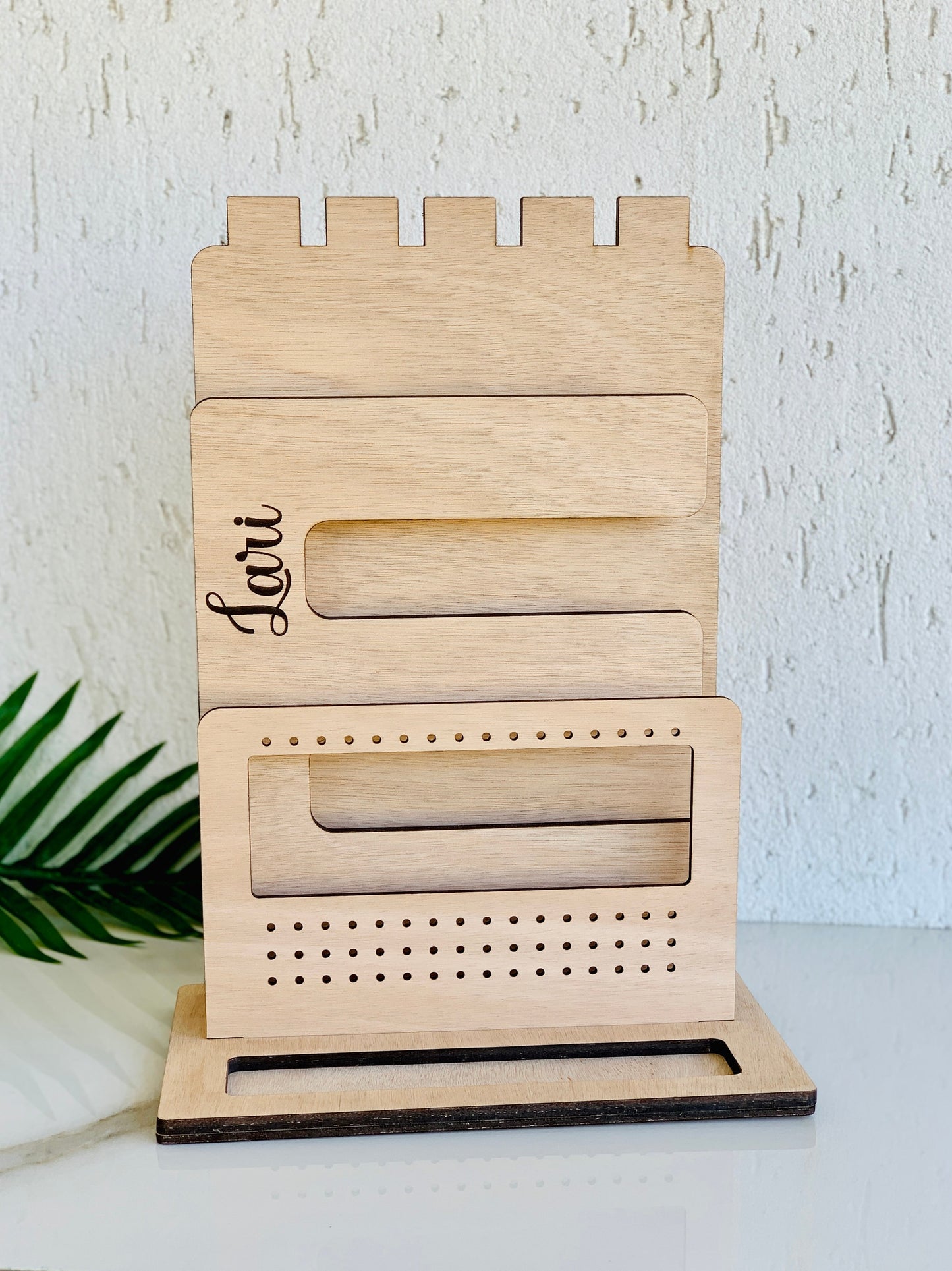Personalized Wood Jewelry Stand Organizer: Nightstand Display