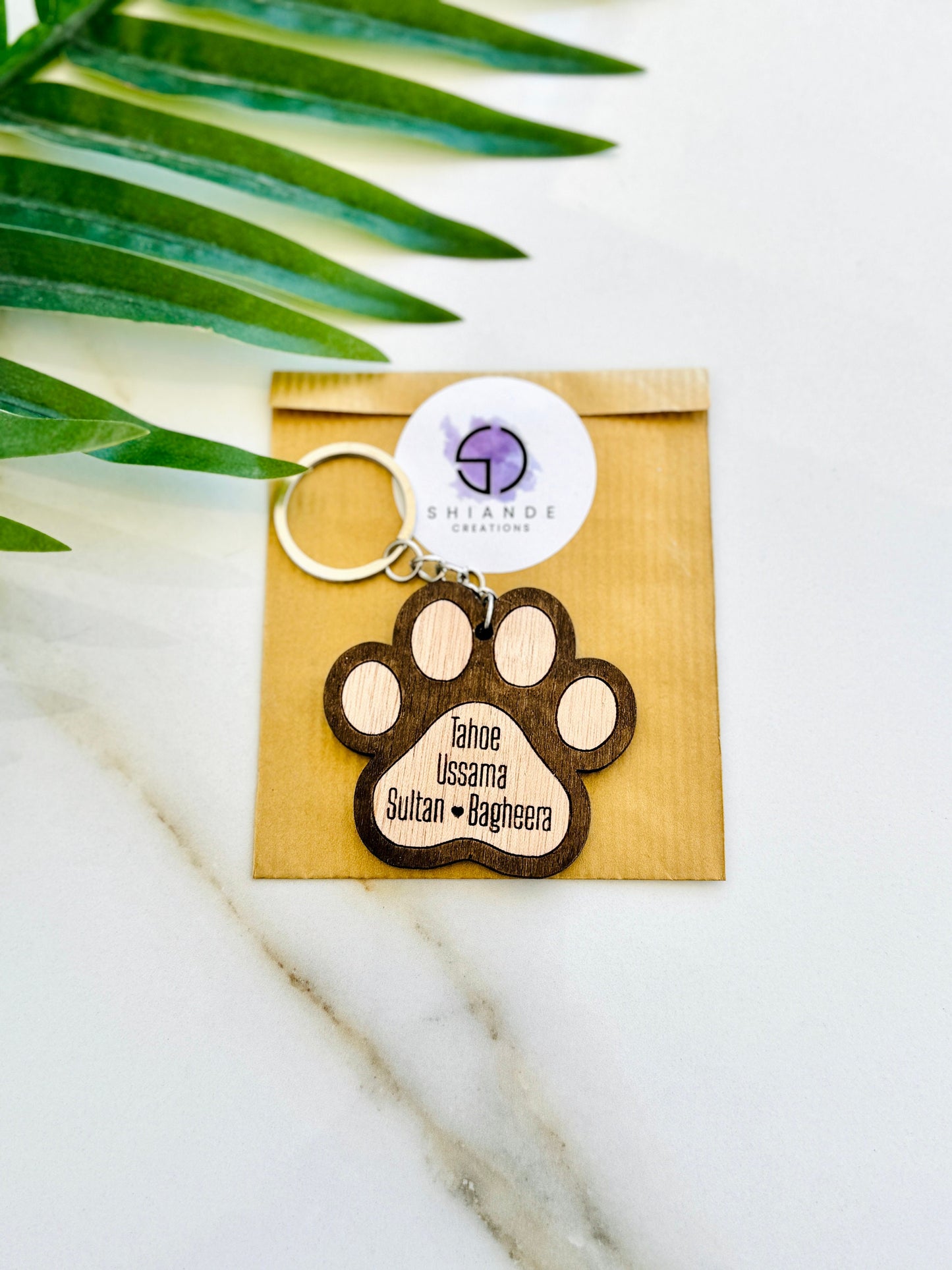 Paw Keyring Personalised Cat Keychain, Dog Name Paw Print, Pet Memory Charm, Memorial Paw Print Key chain Gift, Paw Wood cut out Keychain