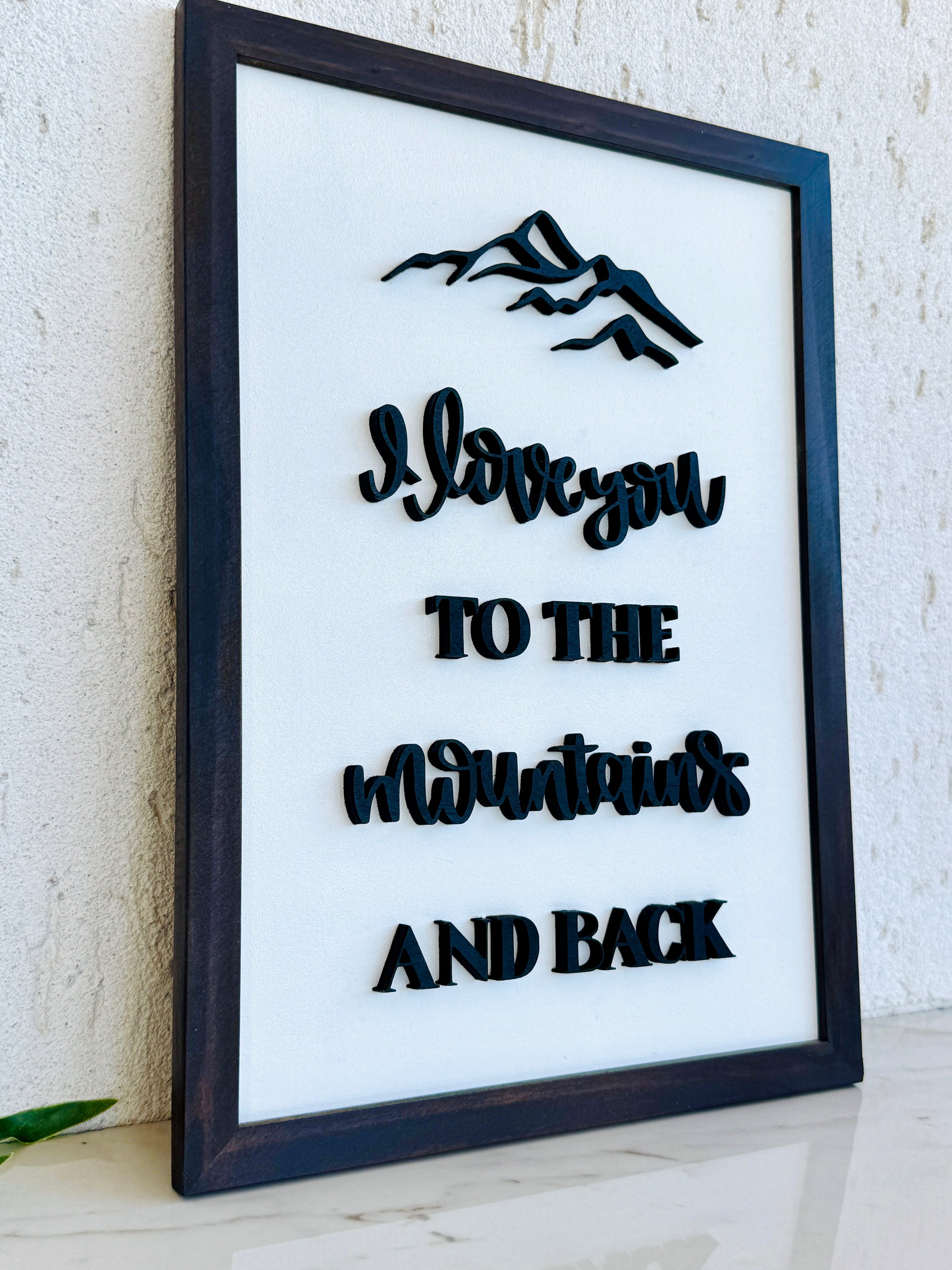 3D Wooden Mountain Wall Art Romantic Outdoorsy Love Sign
