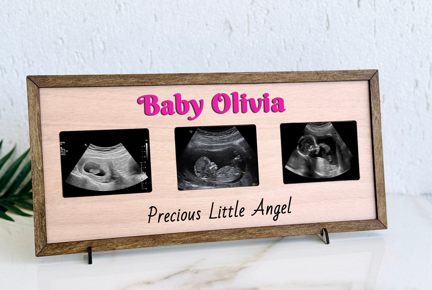 Personalized triple ultrasound frame – baby sonogram pregnancy keepsake gift.