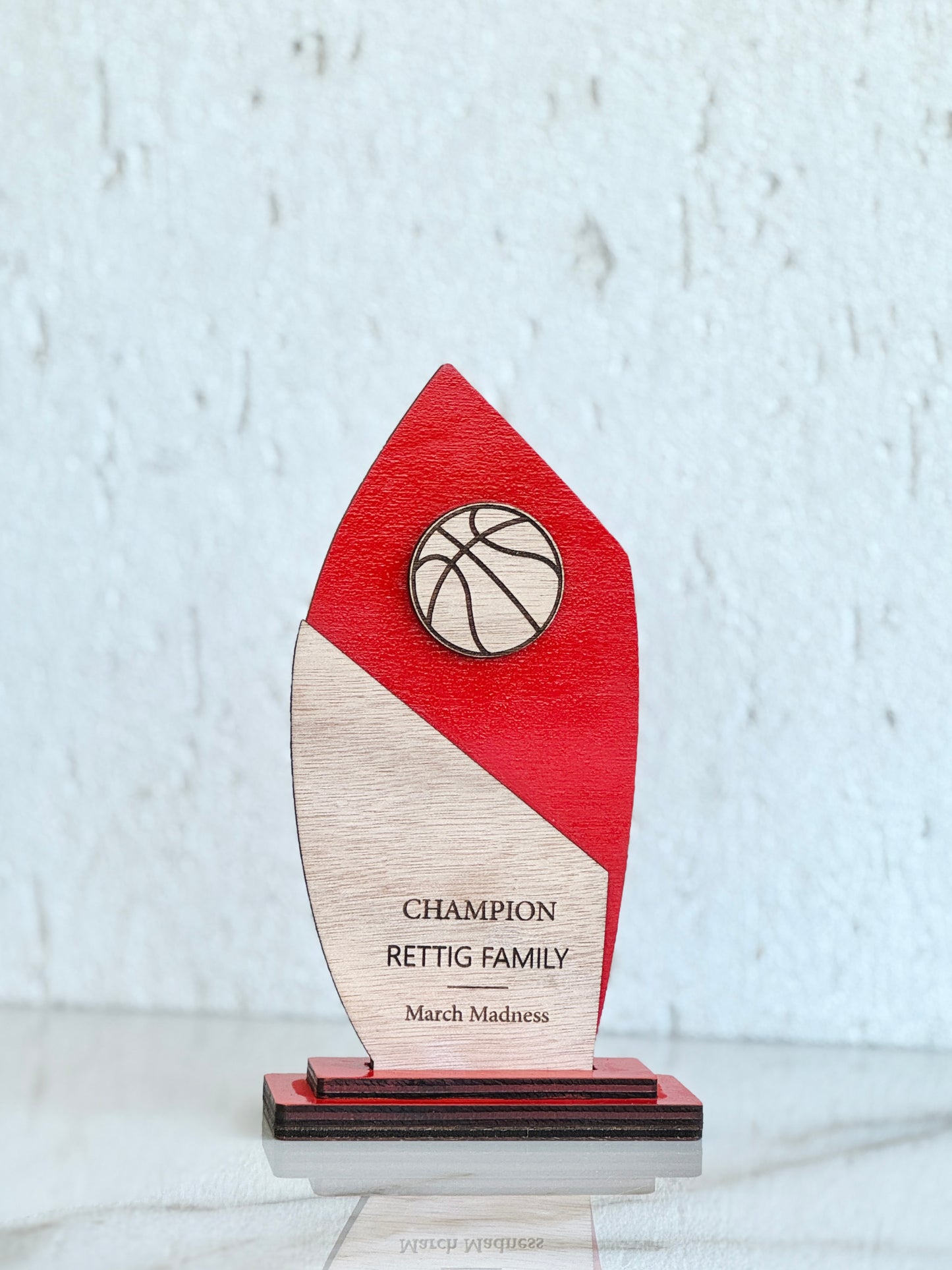 Personalized Wooden Basketball Award: End of Season Team Trophy