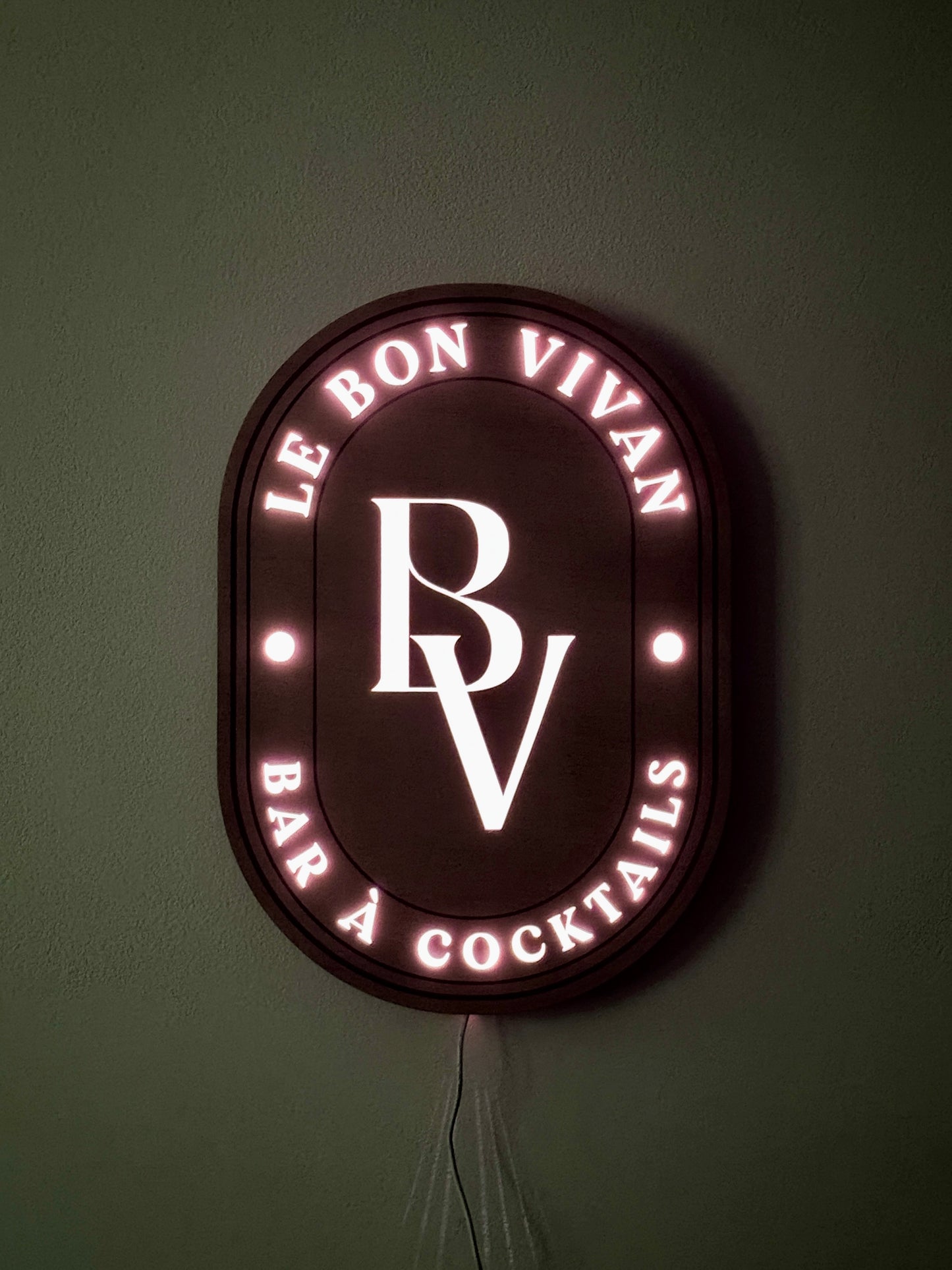 50cm LED wooden logo sign with multicolor lights, perfect for business branding and home decor