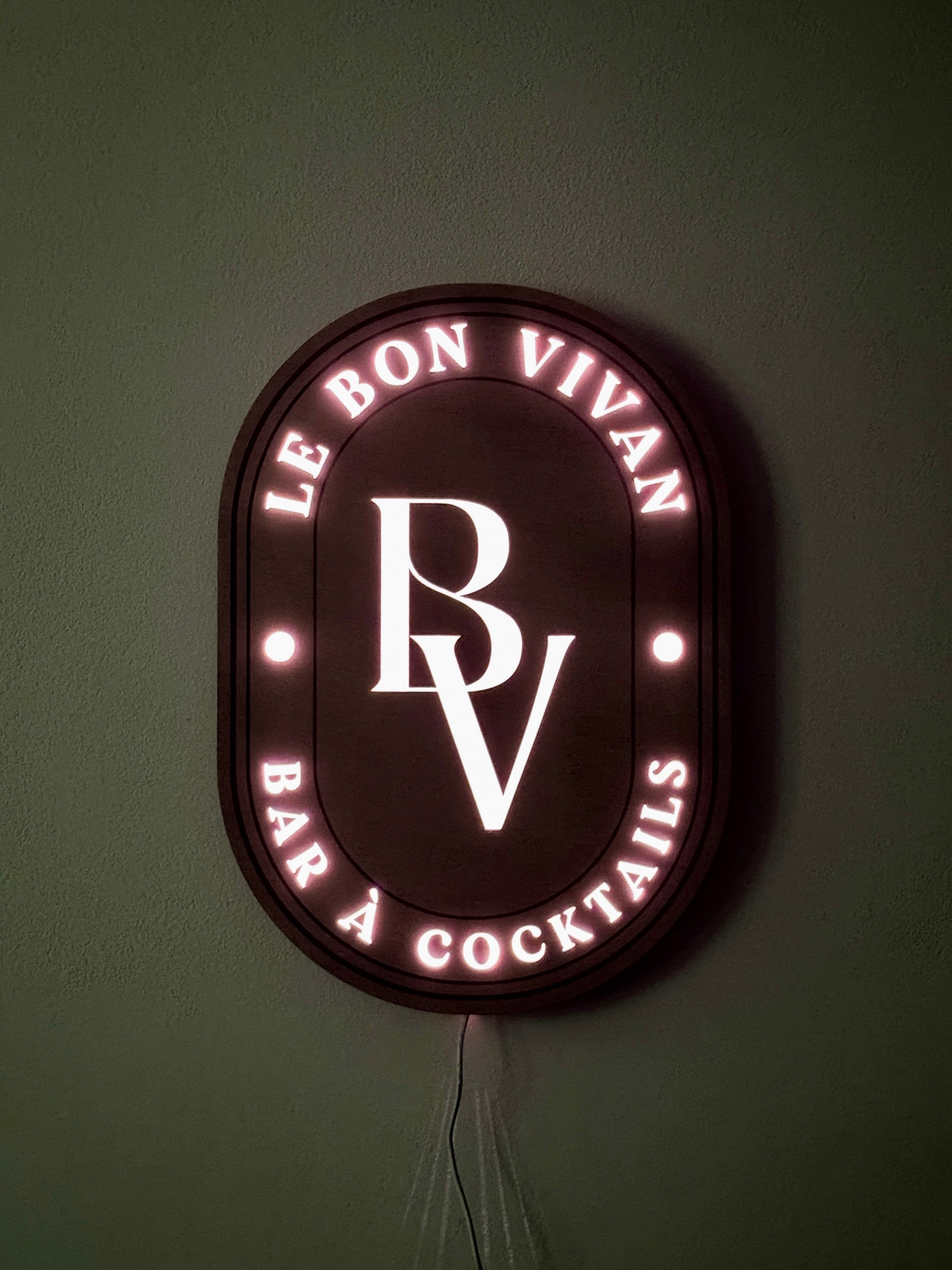 50cm LED wooden logo sign with multicolor lights, perfect for business branding and home decor