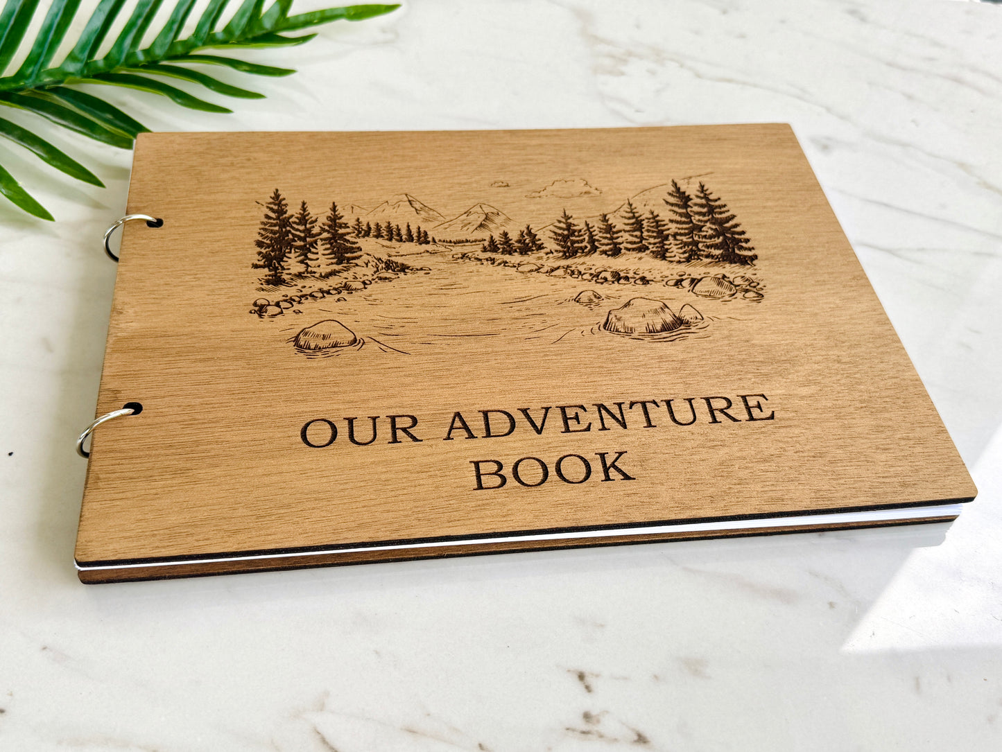Custom Wood Adventure Photo Album: Engraved Polaroid Scrapbook, Couples Keepsake