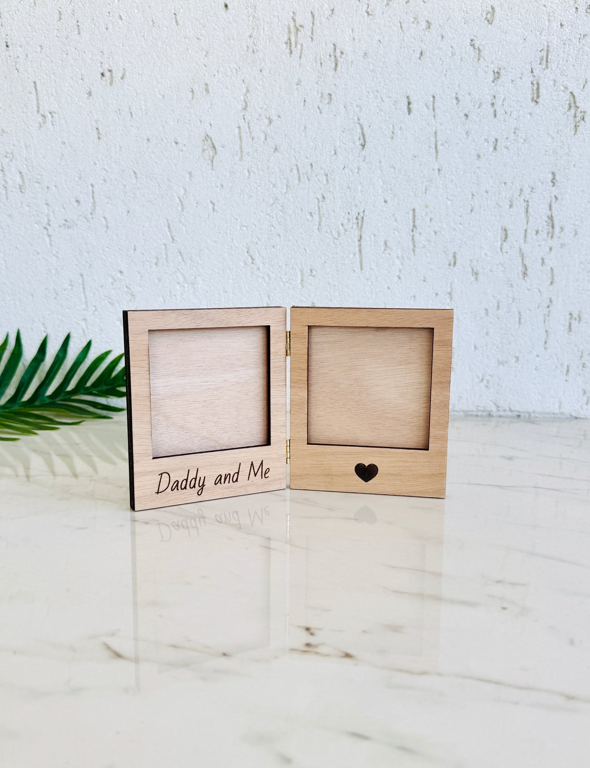 Engraved Wood Double Photo Frame: Personalized Polaroid Instax Picture Frame - Gift for Father & Mother's day