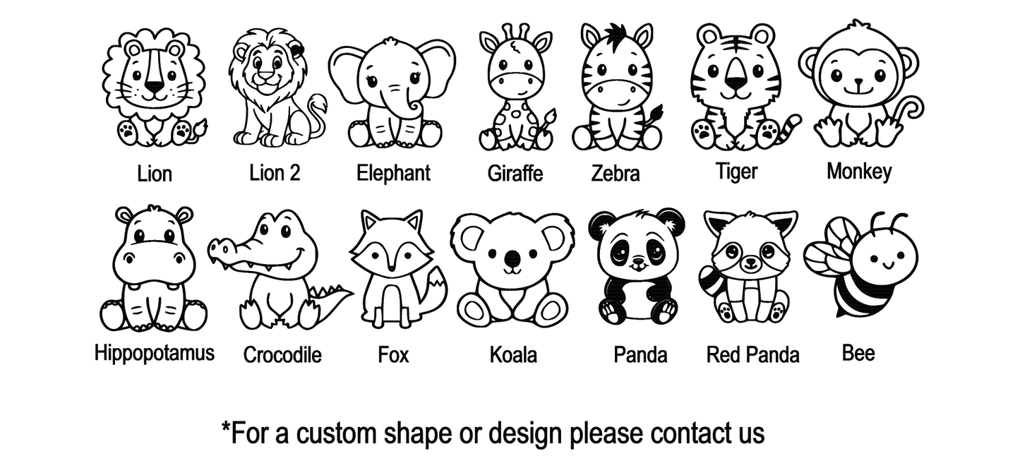 Safari Jungle Animal Wooden Favor – Engraved Baby Shower, Birthday, Christening & Baptism Gift – Arch Shape Keepsake