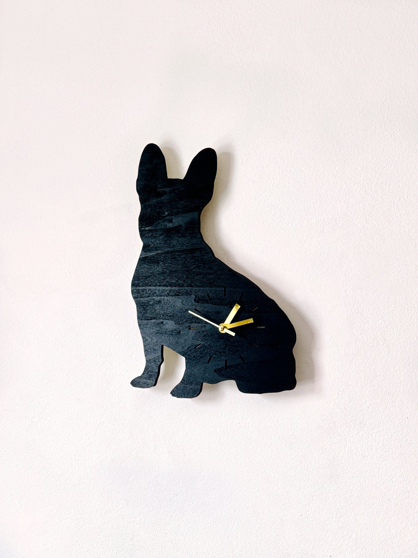 French Bulldog Silhouette Wall Clock: Silent Wooden Frenchie Decor