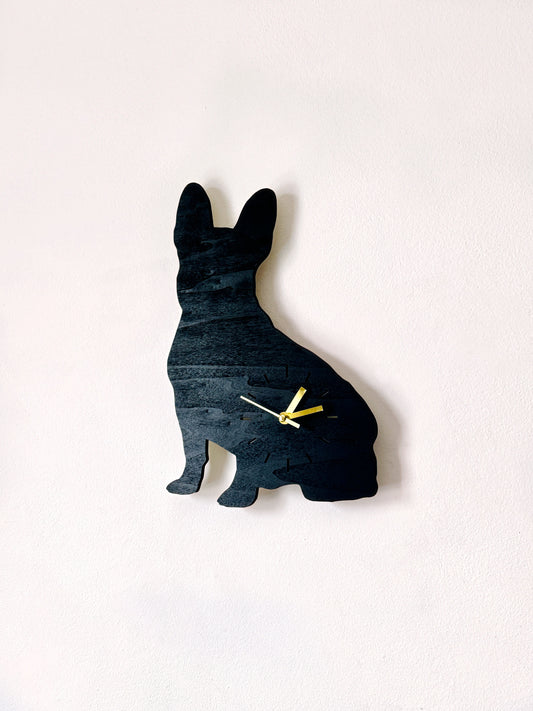 French Bulldog Silhouette Wall Clock, Wooden Dog Wall Clock, Black Frenchie Wall Decor, Dog Lover Gift, Pet Owner Gift (Copy)