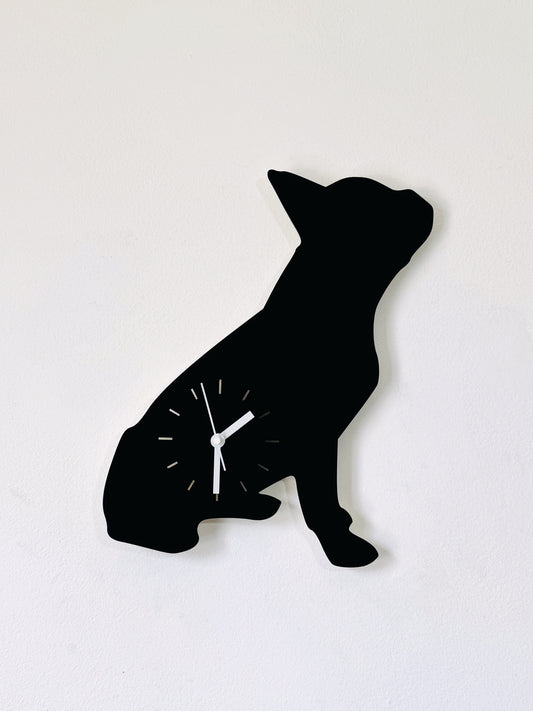 French Bulldog Silhouette Wall Clock, Wooden Dog Wall Clock, Black Frenchie Wall Decor, Dog Lover Gift, Pet Owner Gift