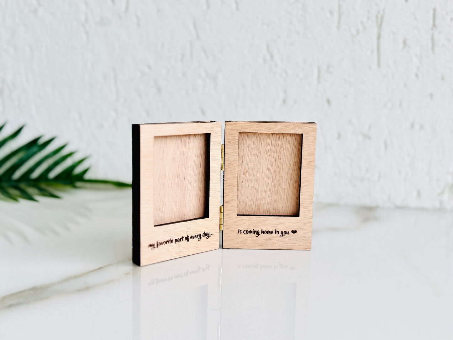 Engraved Wood Double Photo Frame: Personalized Polaroid Instax Picture Frame