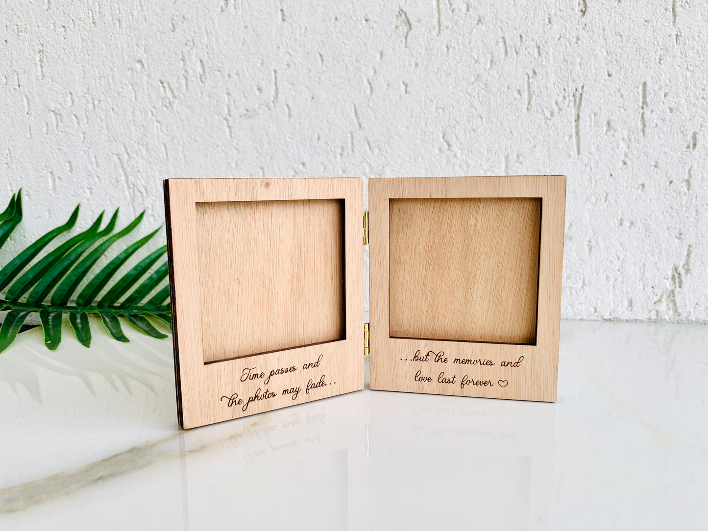 Engraved Wood Double Photo Frame: Personalized Polaroid Instax Picture Frame