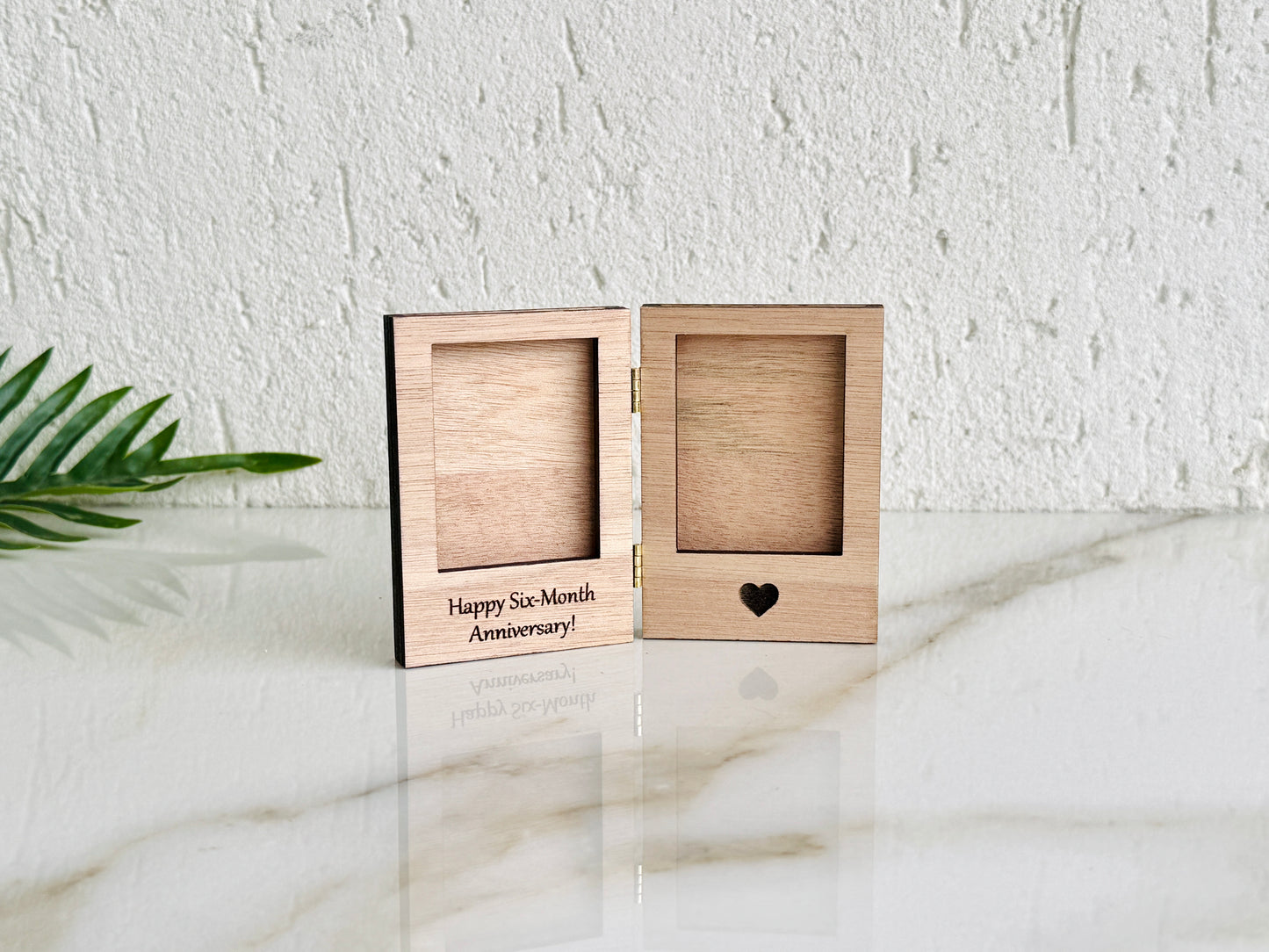 Engraved Wood Double Photo Frame: Personalized Polaroid Instax Picture Frame
