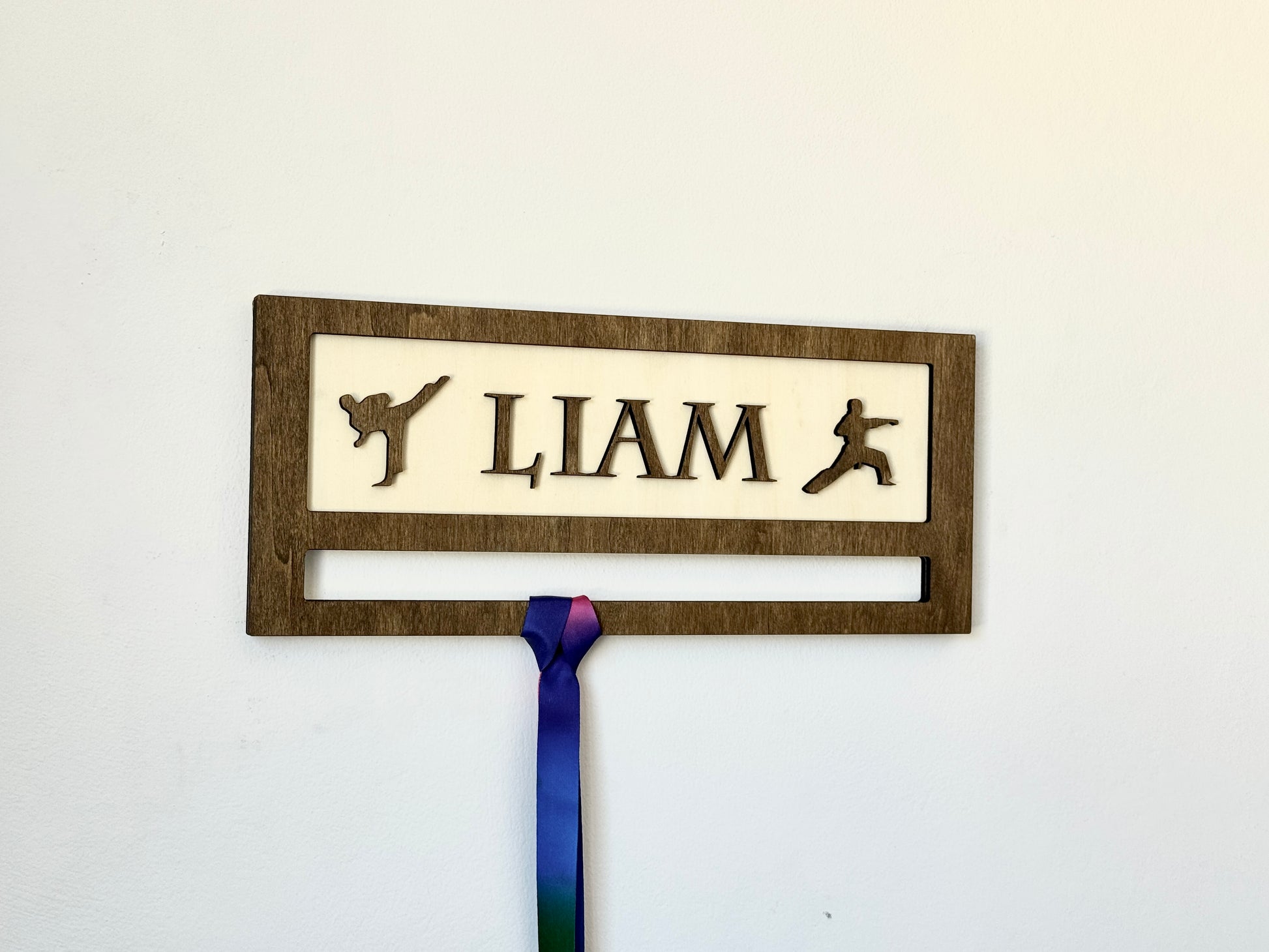 Karate medal display personalized gift for martial arts enthusiasts